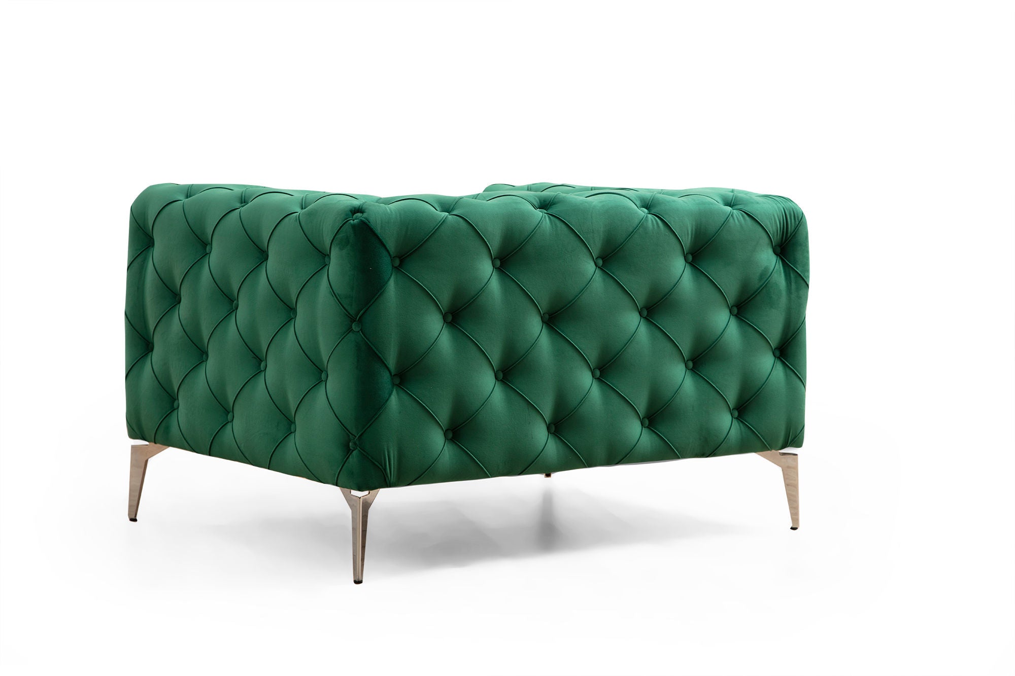 Poltrona Elegante Verde, Estrutura em Madeira de Faia e Aglomerado, 108x70x90 cm | 100% Poliéster, Pernas Cromadas, Capa de Almofada Removível | Perfeita para Espaços Modernos