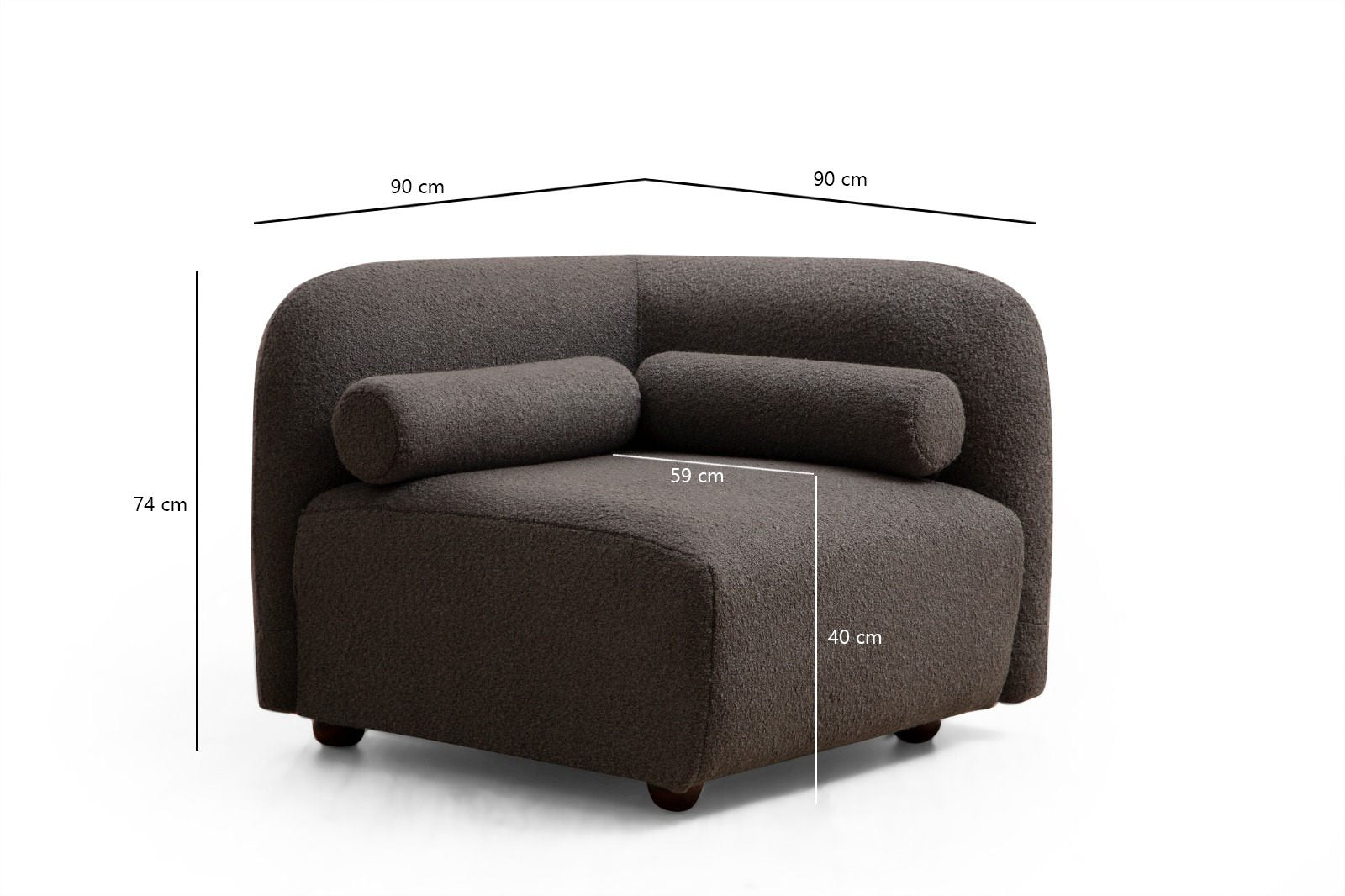 Poltrona – 90x74x90 cm – Cinza Escuro – Madeira de Faia e Aglomerado
