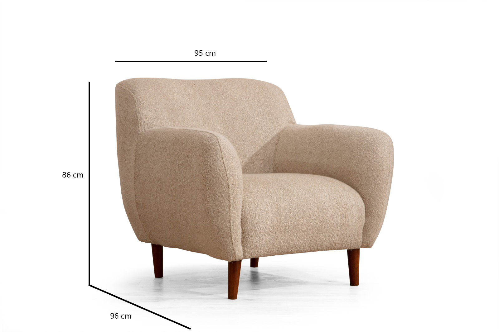 Poltrona moderna em cappuccino – 95x86x96 cm – madeira de faia e aglomerado – 100% poliéster