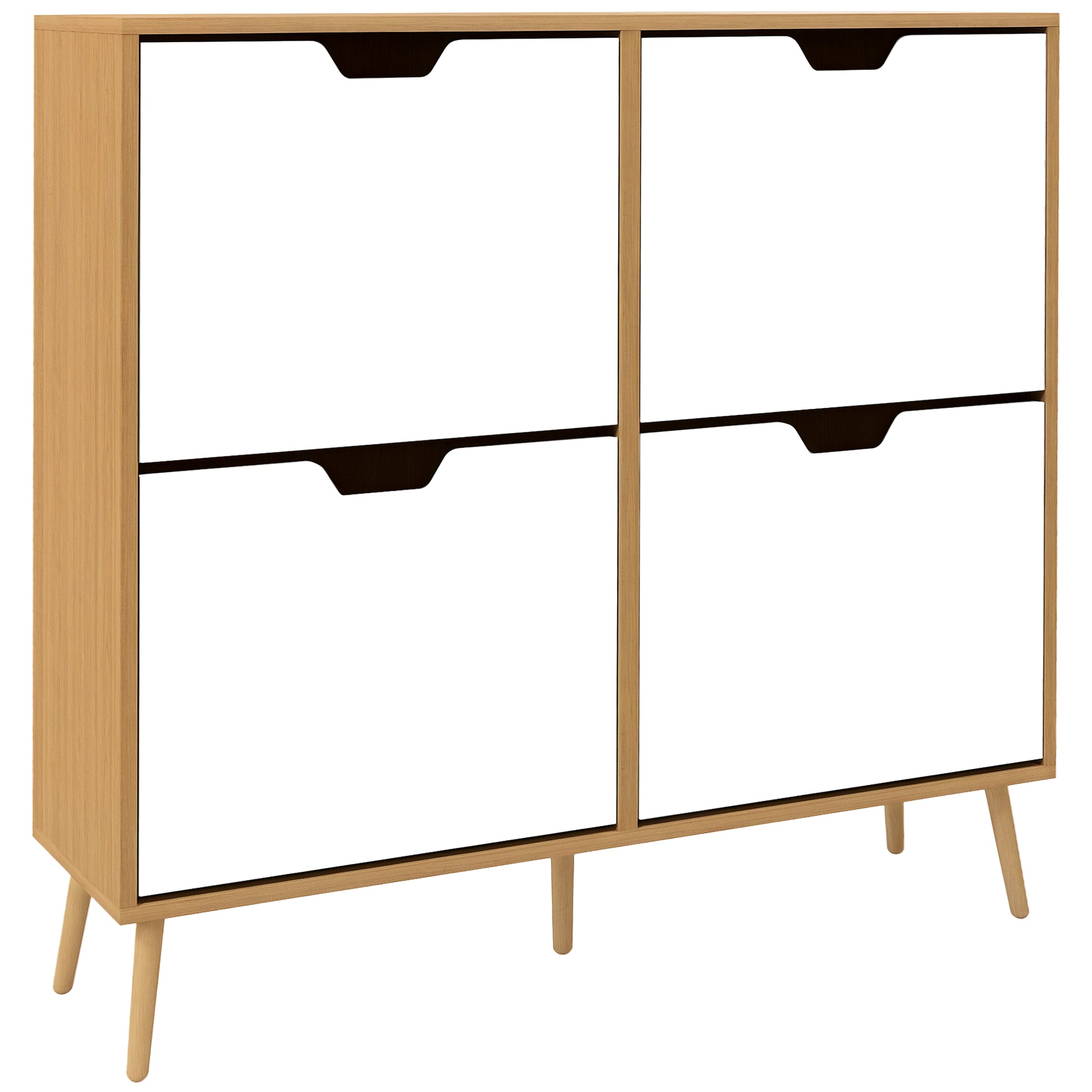 Sapateira com 4 Gavetas e Prateleiras Ajustáveis 95x26x95 cm - Madeira e Branco