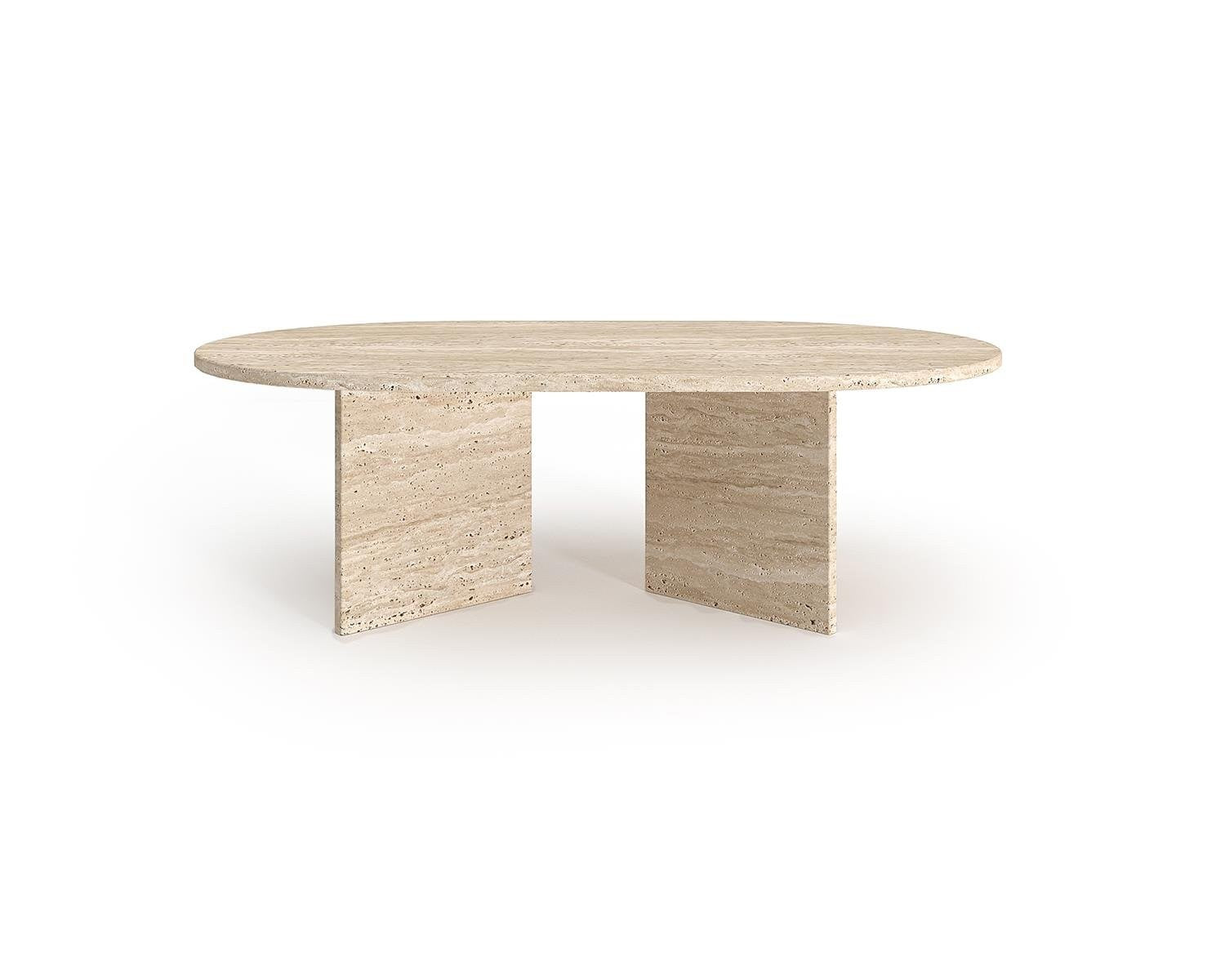 Mesa de Centro em Travertino Bege - Design Elegante 60x120cm para Sala de Estar Moderna