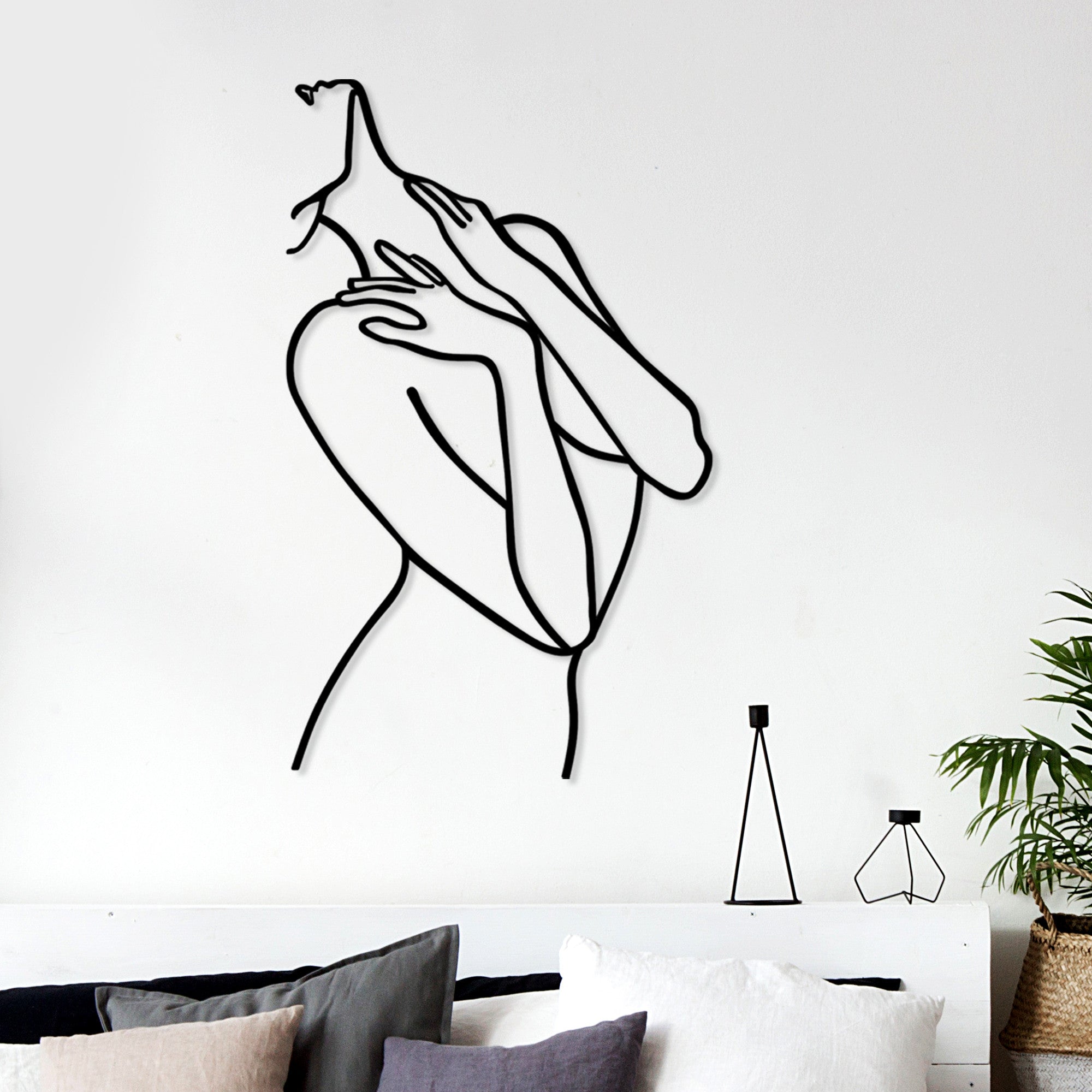 Acessório de parede decorativo de metal preto elegante, 53 x 86 cm | 100% metal, 1,5 mm de espessura | Perfeito para decoração moderna e arte de parede exclusiva