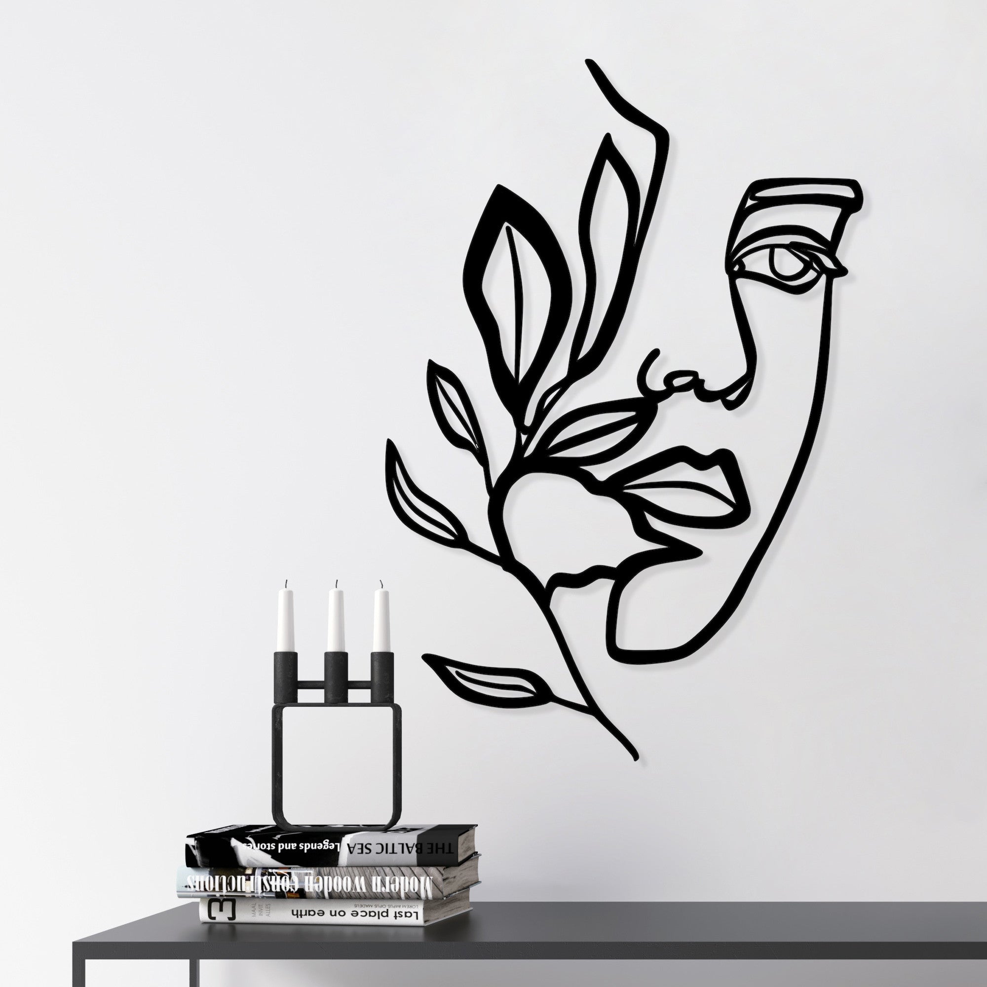Acessório de parede decorativo de metal preto elegante, 46 x 56 cm | 100% metal, 1,5 mm de espessura | Perfeito para decoração moderna e arte de parede exclusiva