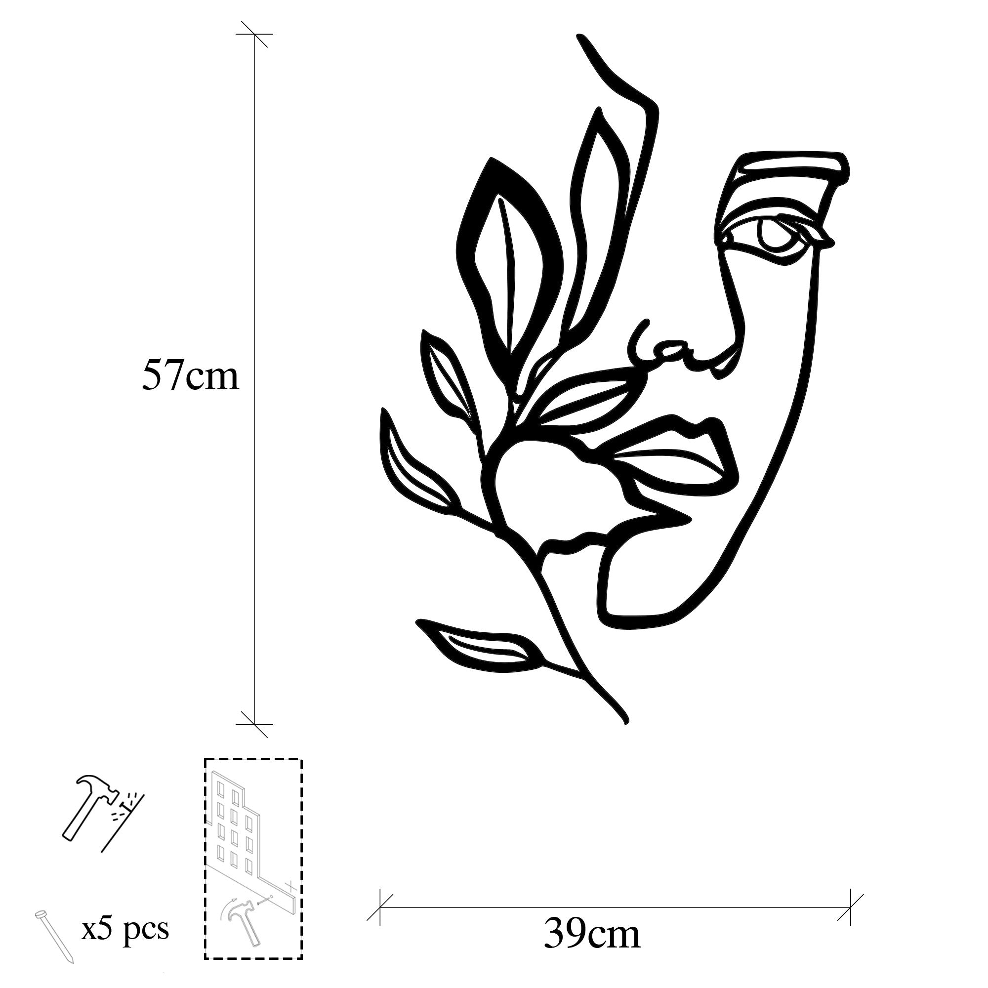 Acessório de parede decorativo de metal preto elegante, 46 x 56 cm | 100% metal, 1,5 mm de espessura | Perfeito para decoração moderna e arte de parede exclusiva