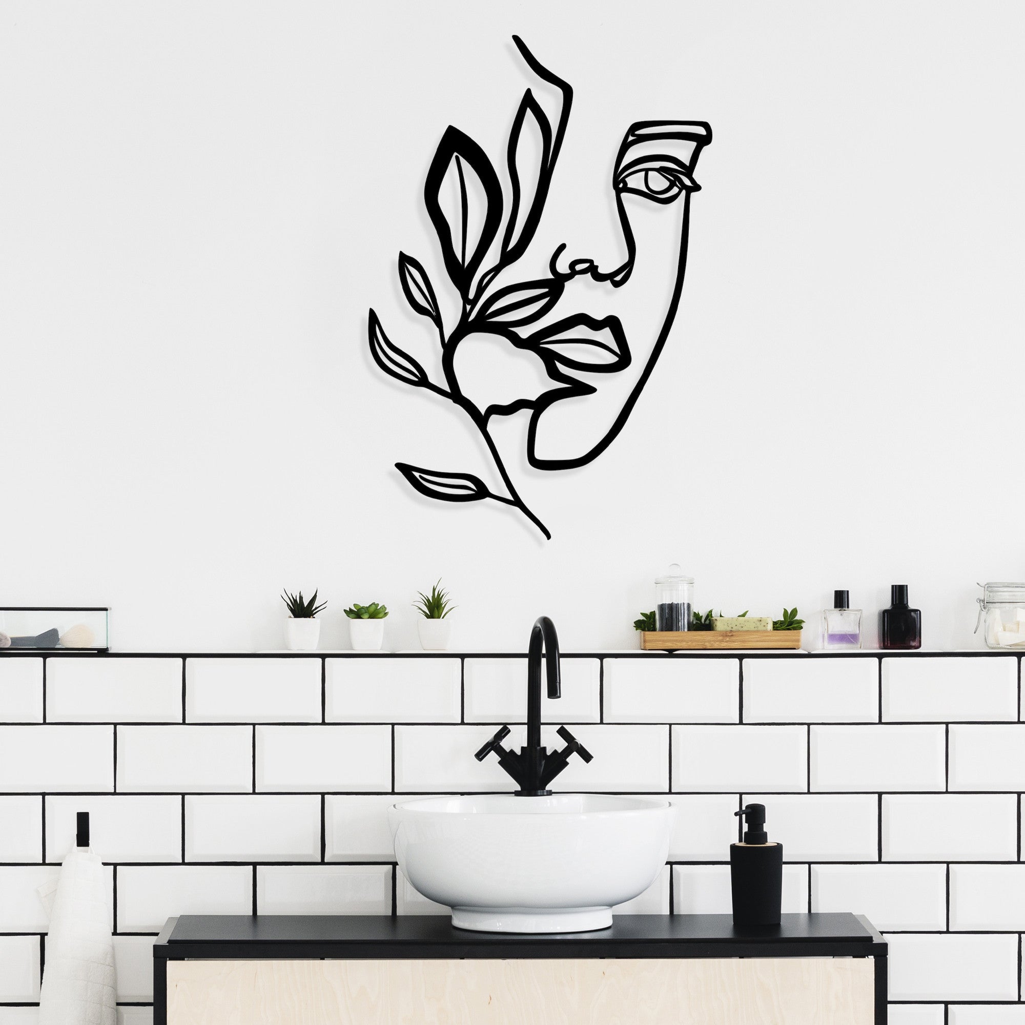 Acessório de parede decorativo de metal preto elegante, 46 x 56 cm | 100% metal, 1,5 mm de espessura | Perfeito para decoração moderna e arte de parede exclusiva