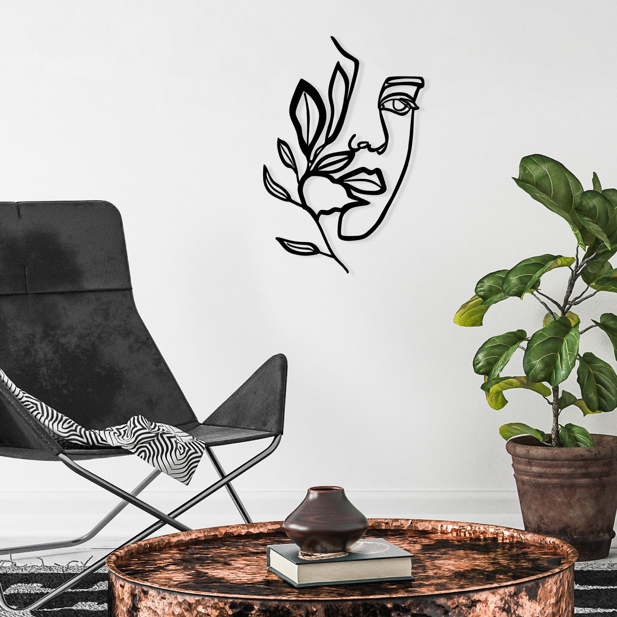 Acessório de parede decorativo de metal preto elegante, 46 x 56 cm | 100% metal, 1,5 mm de espessura | Perfeito para decoração moderna e arte de parede exclusiva