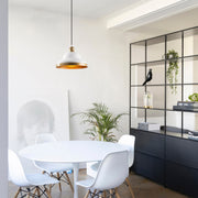 Candeeiro de Teto Escandinavo Elegante, Branco e Dourado, 30 x 30 cm, Altura 115 cm | Ajustável, Soquete E27, IP20 | Perfeito para Decoração e Iluminação Moderna