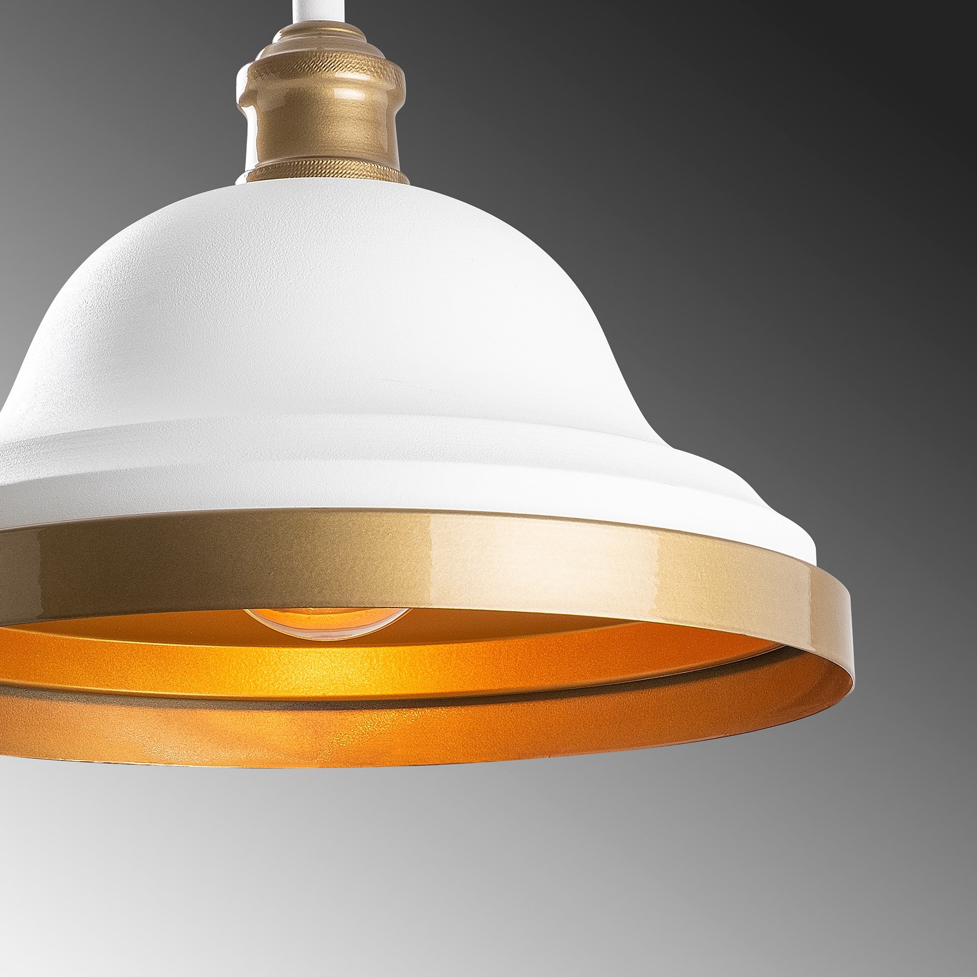 Candeeiro de Teto Escandinavo Elegante, Branco e Dourado, 30 x 30 cm, Altura 115 cm | Ajustável, Soquete E27, IP20 | Perfeito para Decoração e Iluminação Moderna