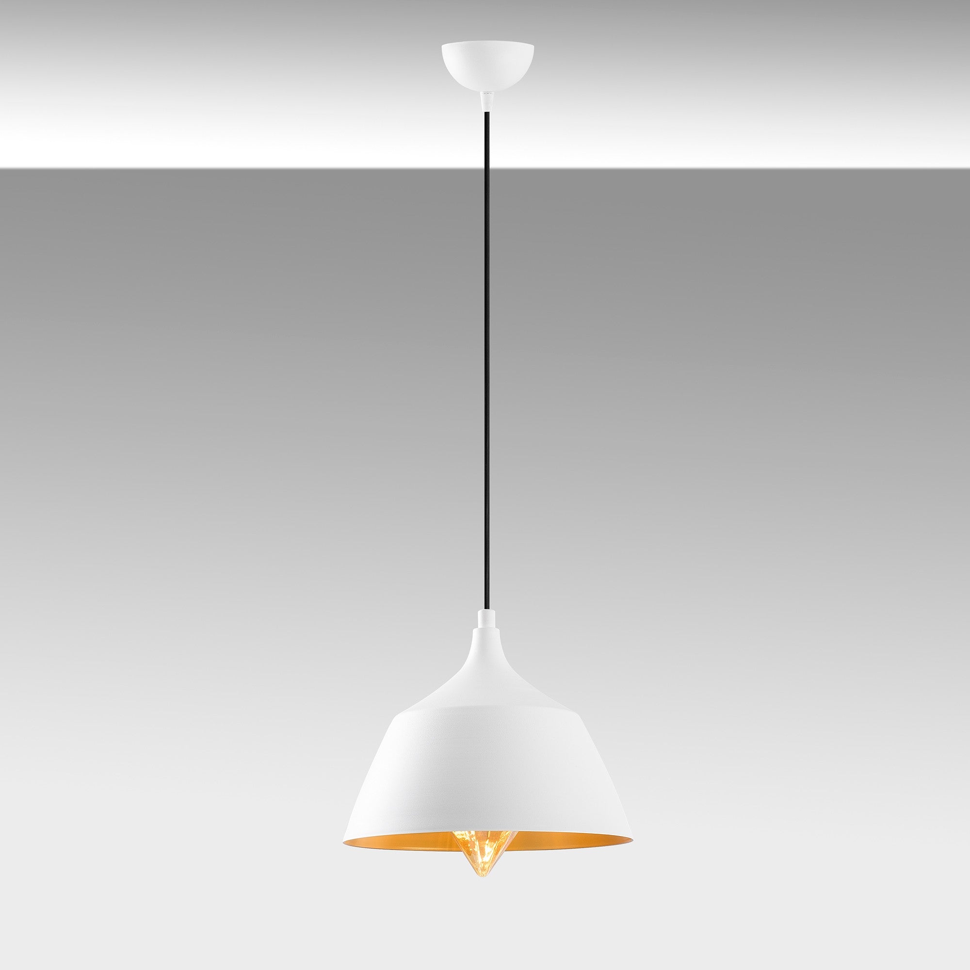 Candeeiro de Teto Escandinavo Elegante, Corpo em Metal Branco, 25 x 25 cm, Altura 119 cm, Ajustável, Soquete E27, IP20 | Perfeito para Decoração Moderna