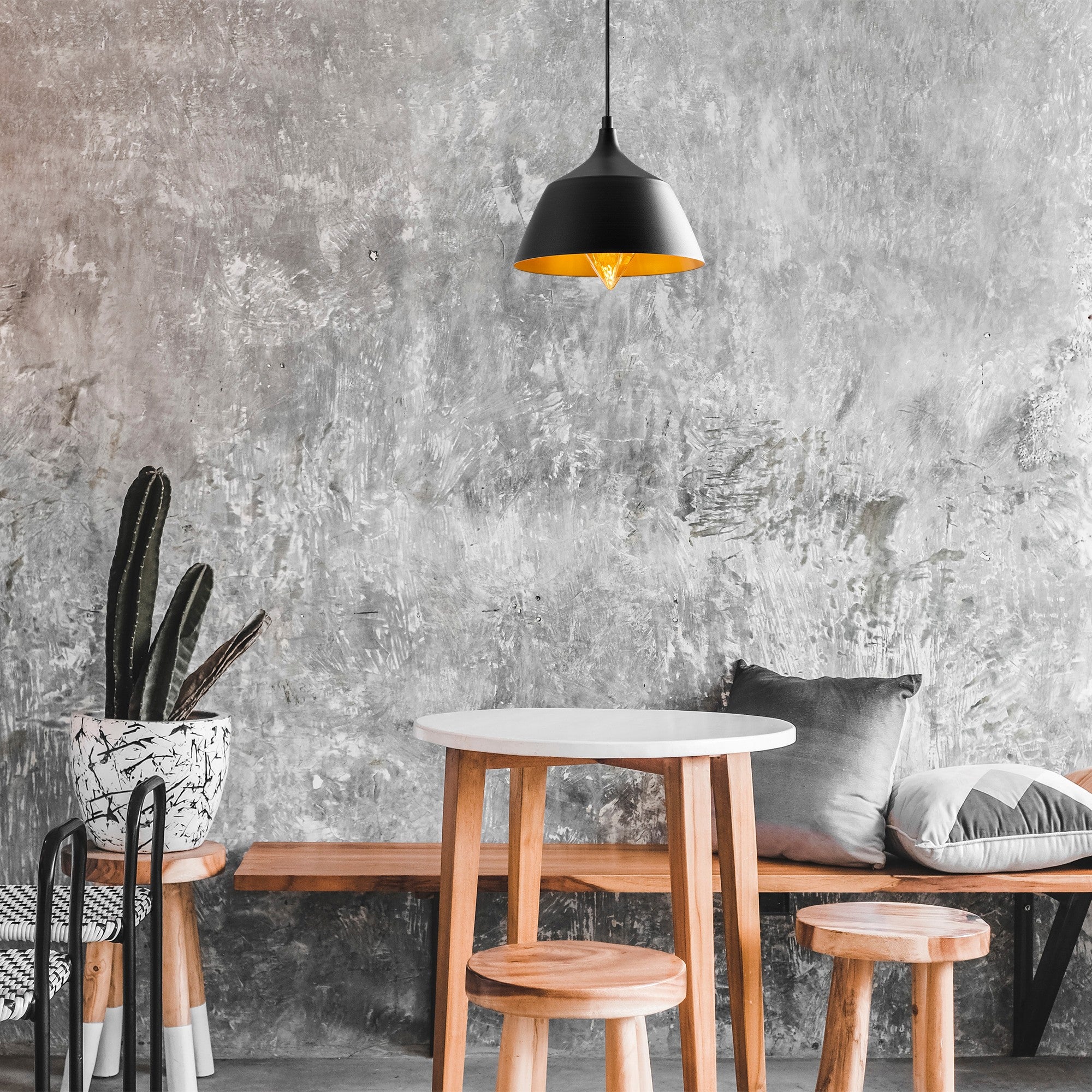 Candeeiro de Teto industrial moderno, corpo de metal preto, 25x25 cm, altura 119 cm, ajustável, soquete E27, perfeito para decoração escandinava e inovadora