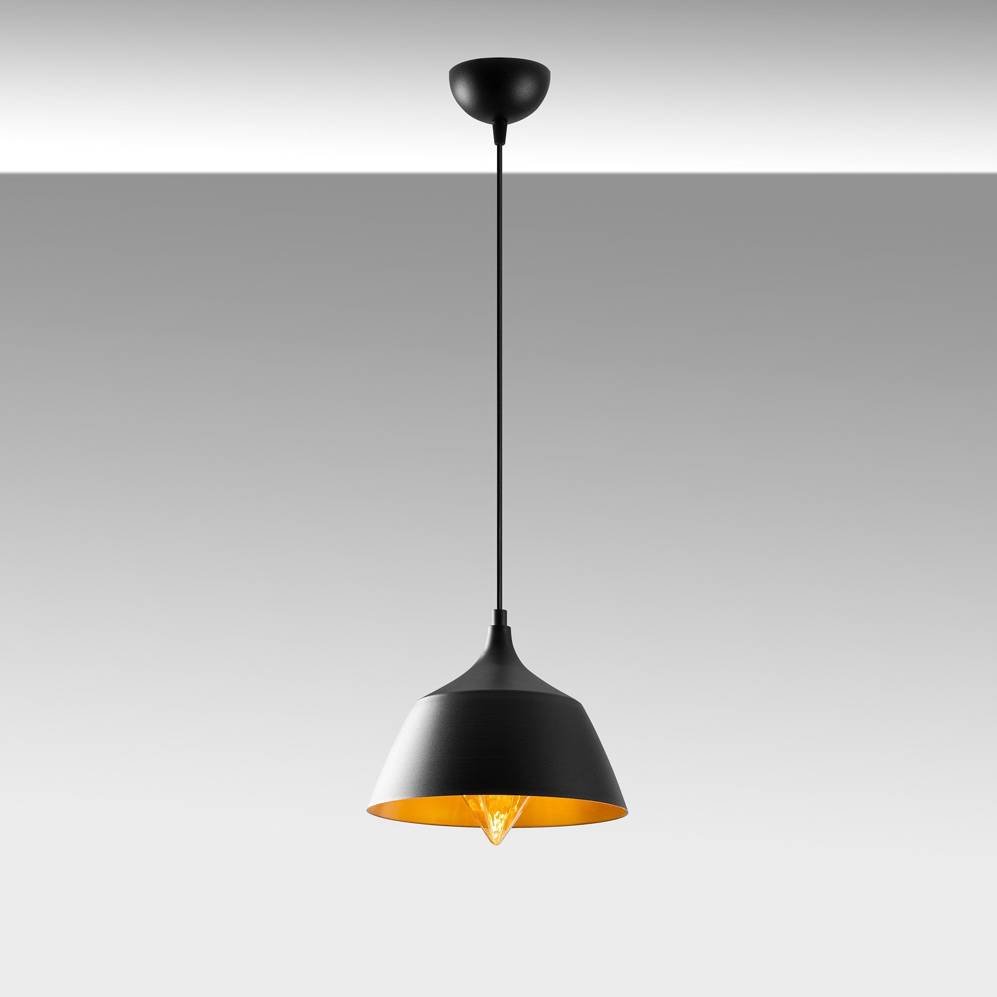 Candeeiro de Teto industrial moderno, corpo de metal preto, 25x25 cm, altura 119 cm, ajustável, soquete E27, perfeito para decoração escandinava e inovadora