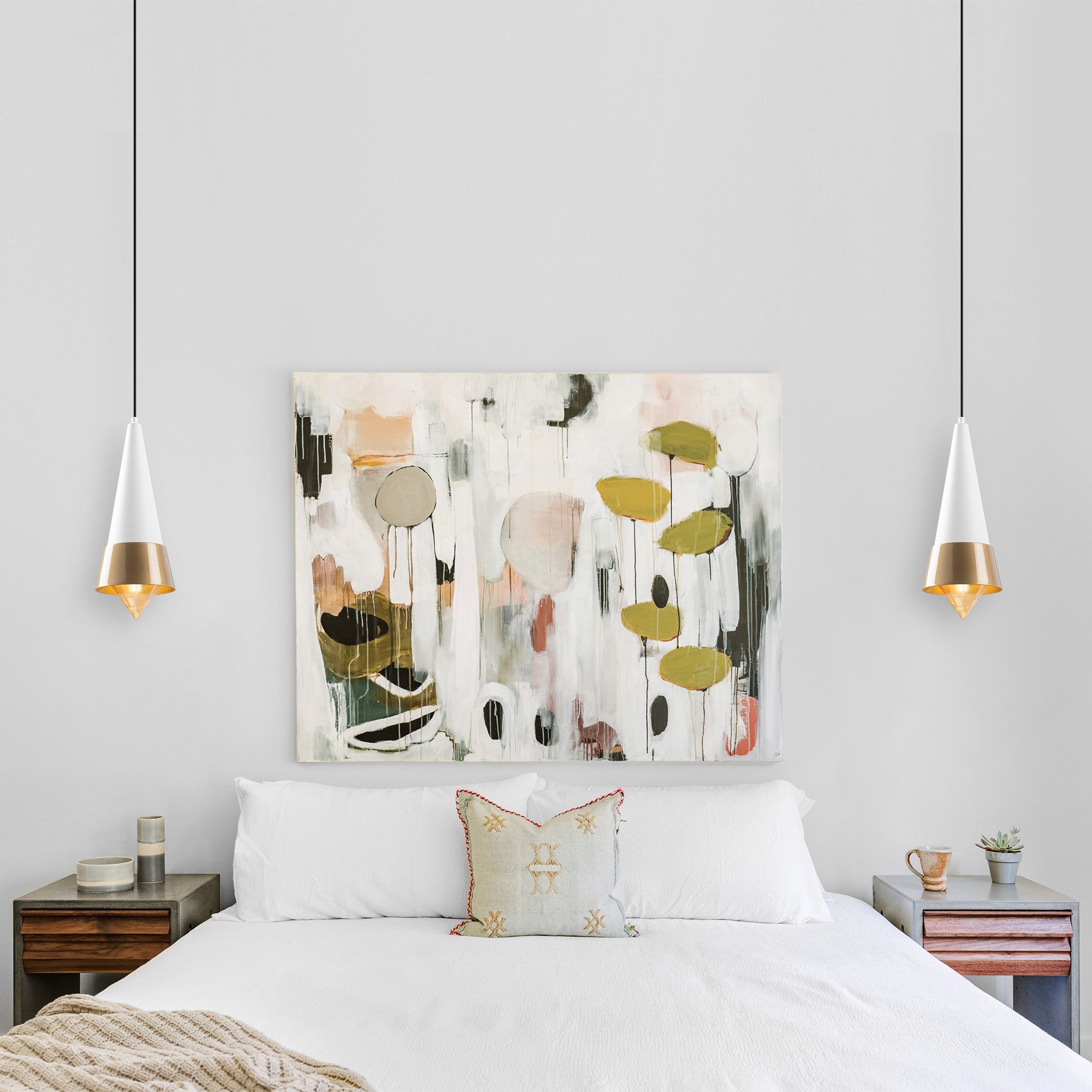 Candeeiro de Teto moderno – 19x19 cm – Branco e Dourado – Metal