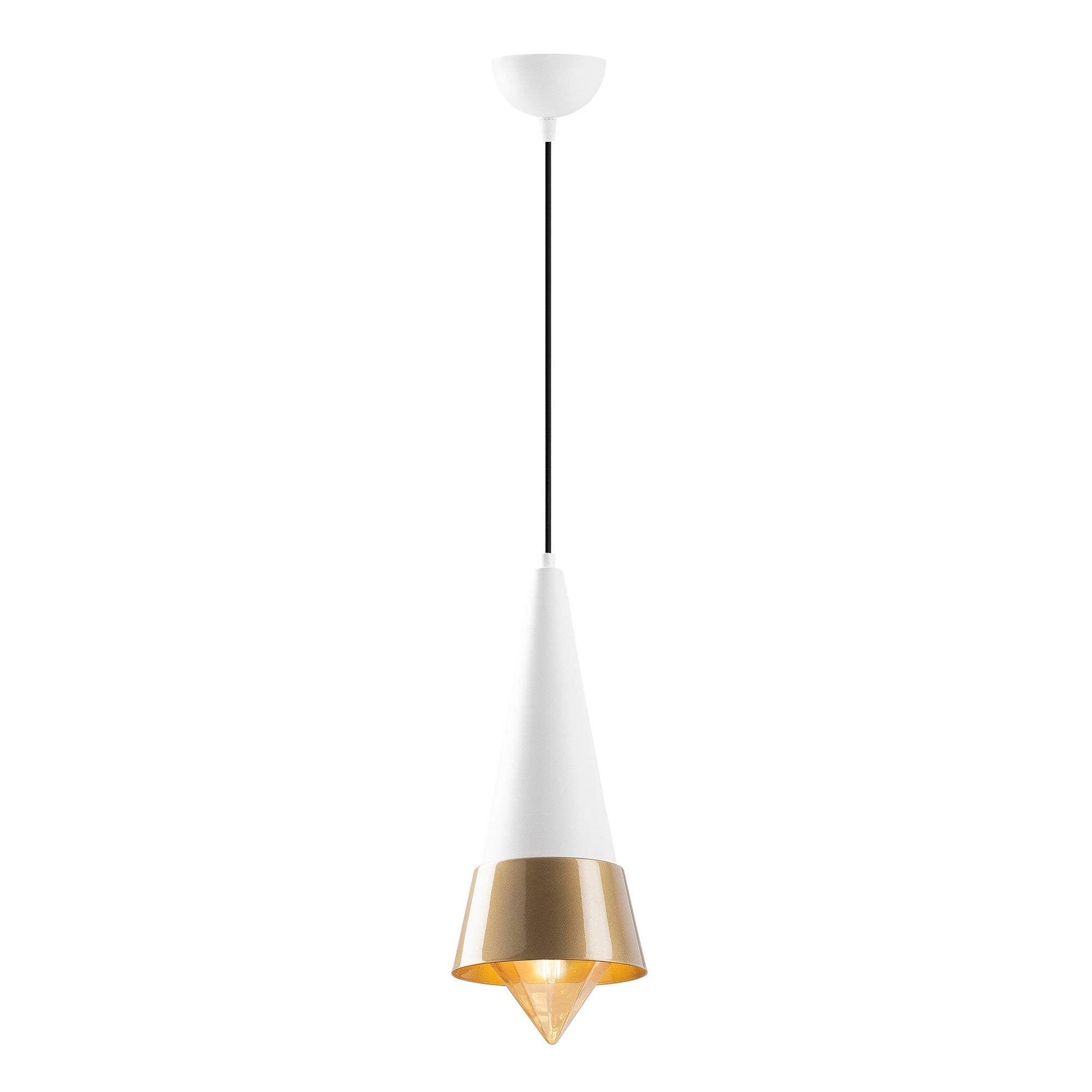 Candeeiro de Teto moderno – 19x19 cm – Branco e Dourado – Metal