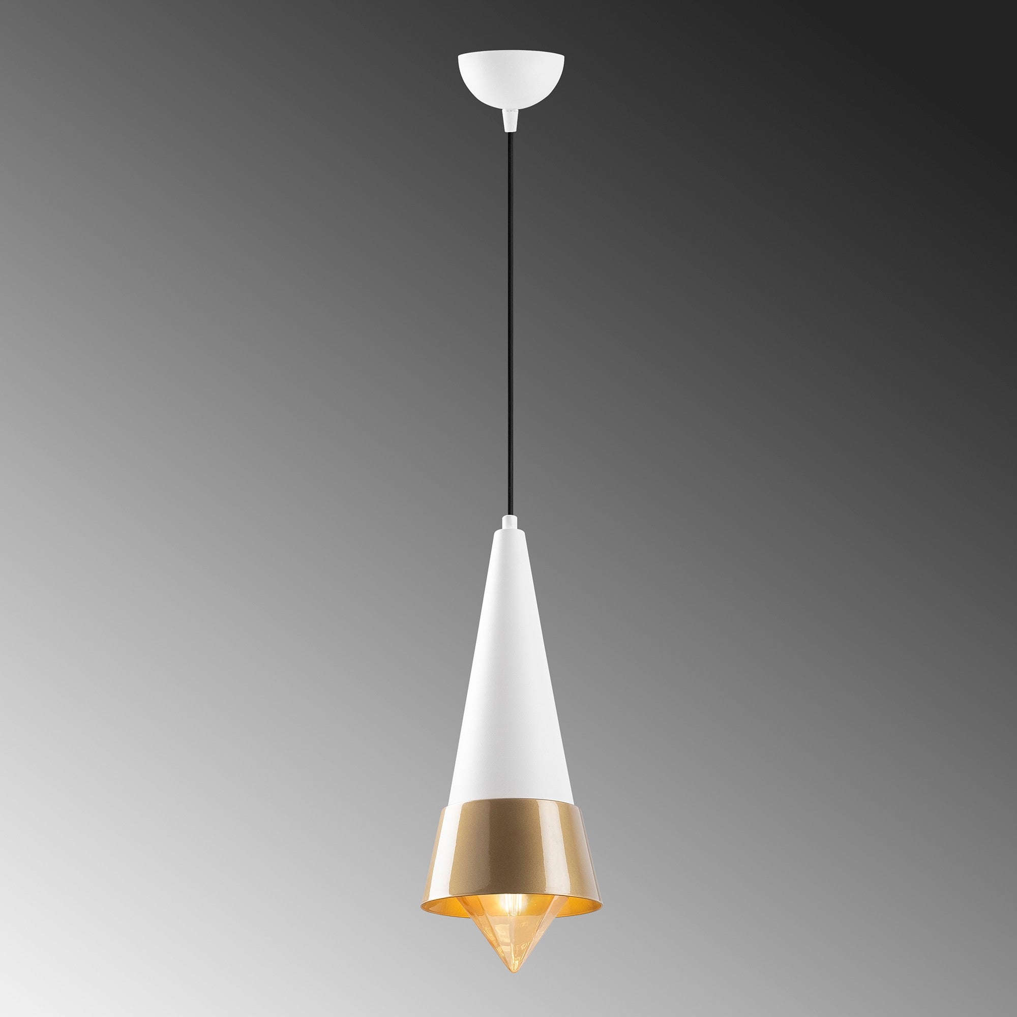 Candeeiro de Teto moderno – 19x19 cm – Branco e Dourado – Metal