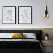 Candeeiro de Teto moderno com corpo de metal, preto e cobre, 19x19 cm, altura 137 cm, ajustável, E27 máx. 40 W, elegante para decoração glamourosa e escandinava