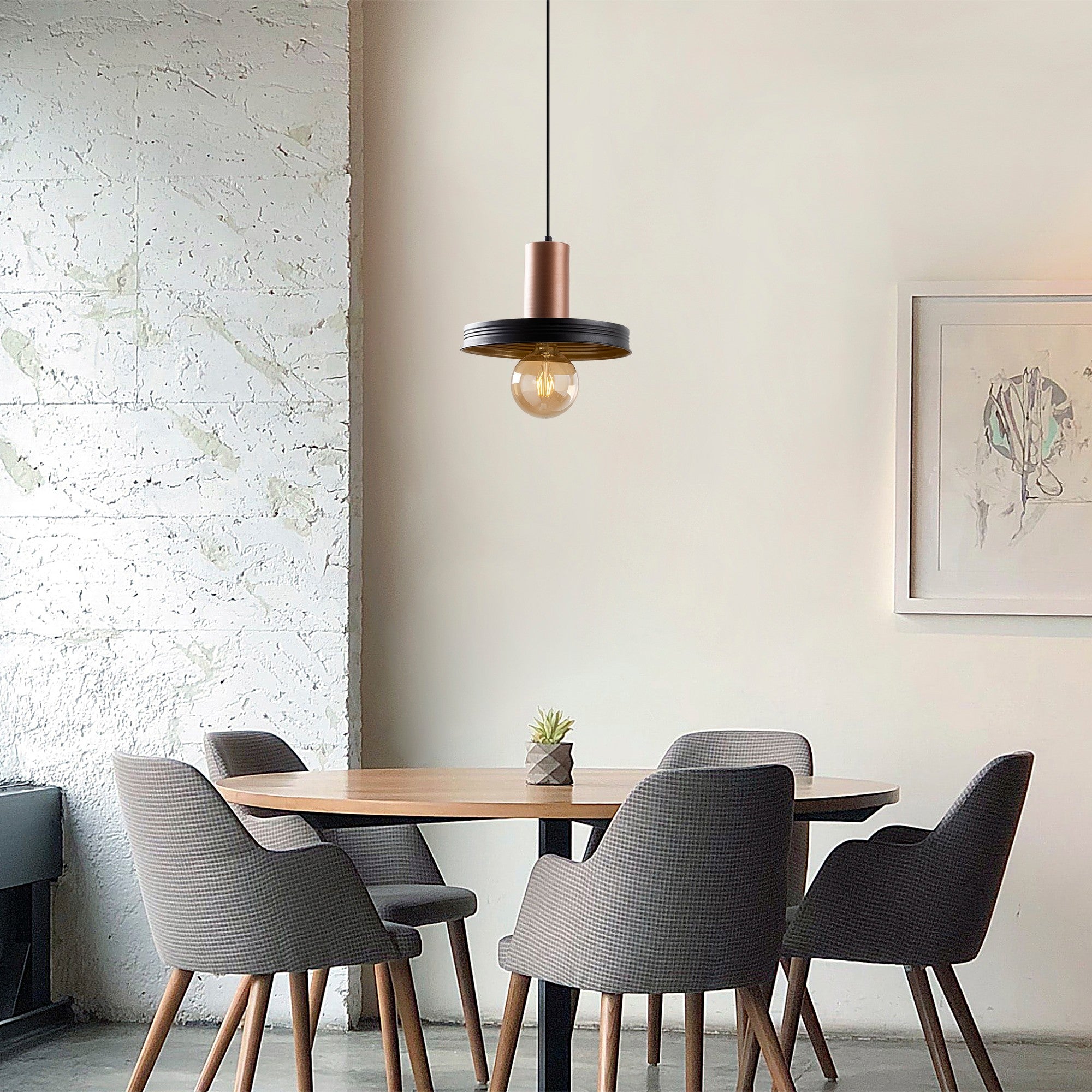 Candeeiro de Teto moderno – 32 x 32 cm – preto e cobre – metal