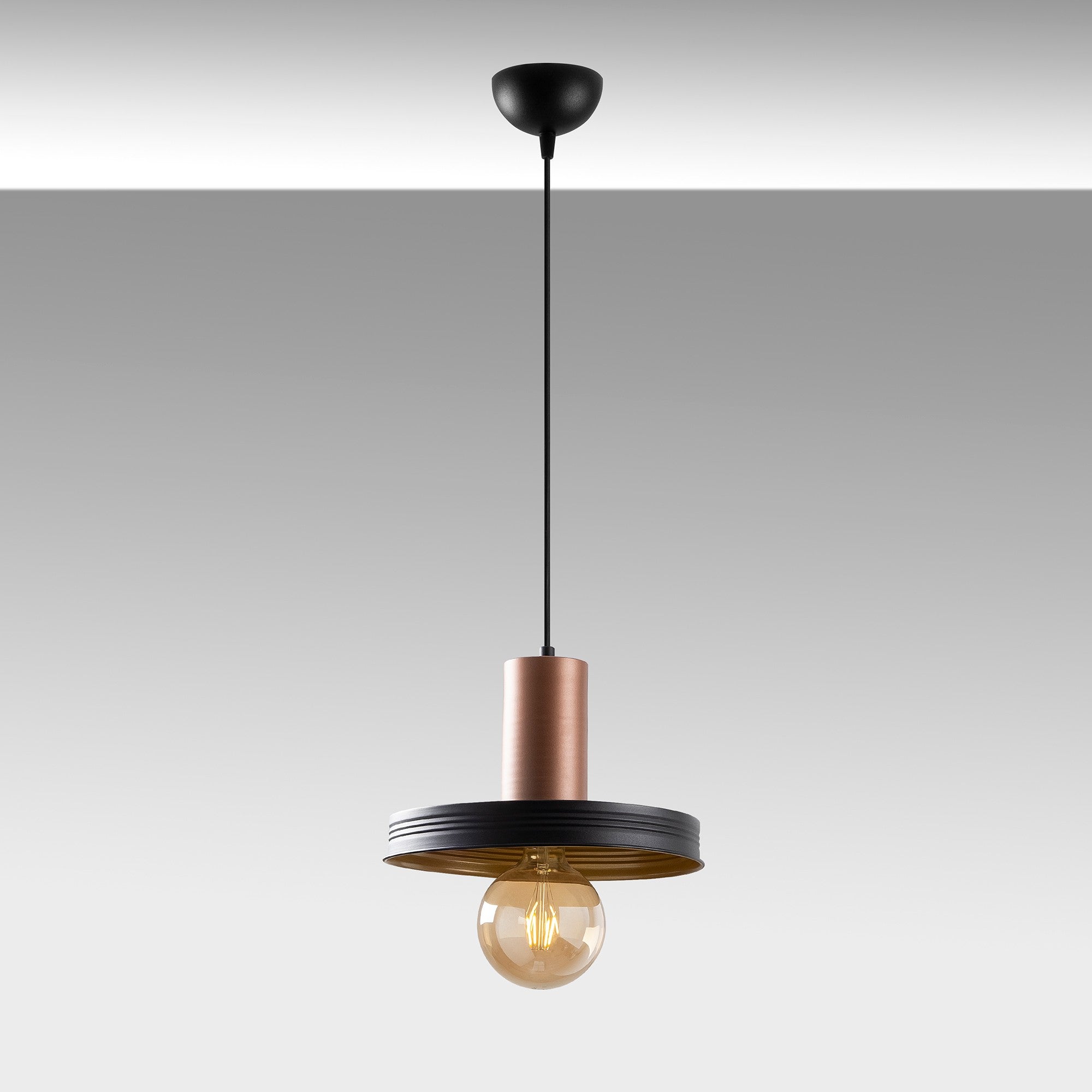 Candeeiro de Teto moderno – 32 x 32 cm – preto e cobre – metal