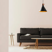 Candeeiro de Teto moderno com corpo de metal, preto e cobre, 29x29 cm, altura 124 cm, ajustável, E27 máx. 40 W | Iluminação elegante para decoração glamourosa e escandinava