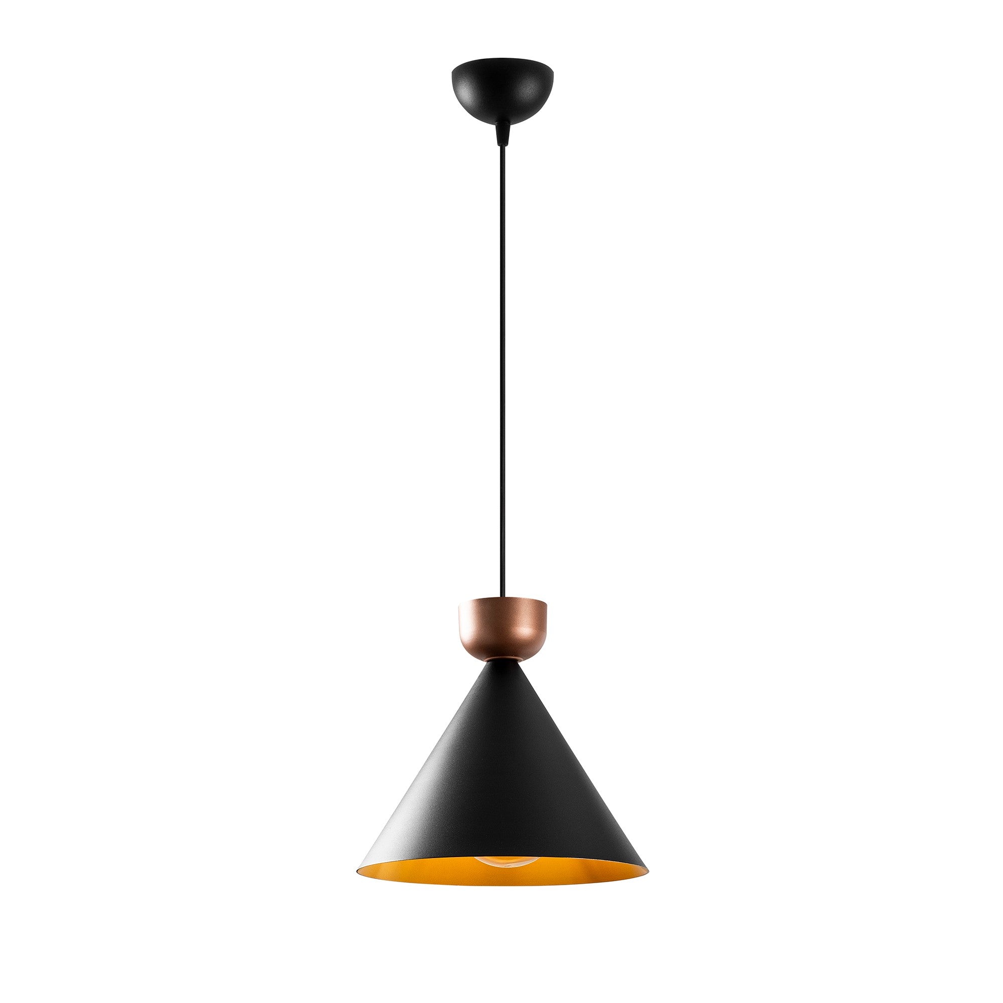 Candeeiro de Teto moderno com corpo de metal, preto e cobre, 29x29 cm, altura 124 cm, ajustável, E27 máx. 40 W | Iluminação elegante para decoração glamourosa e escandinava