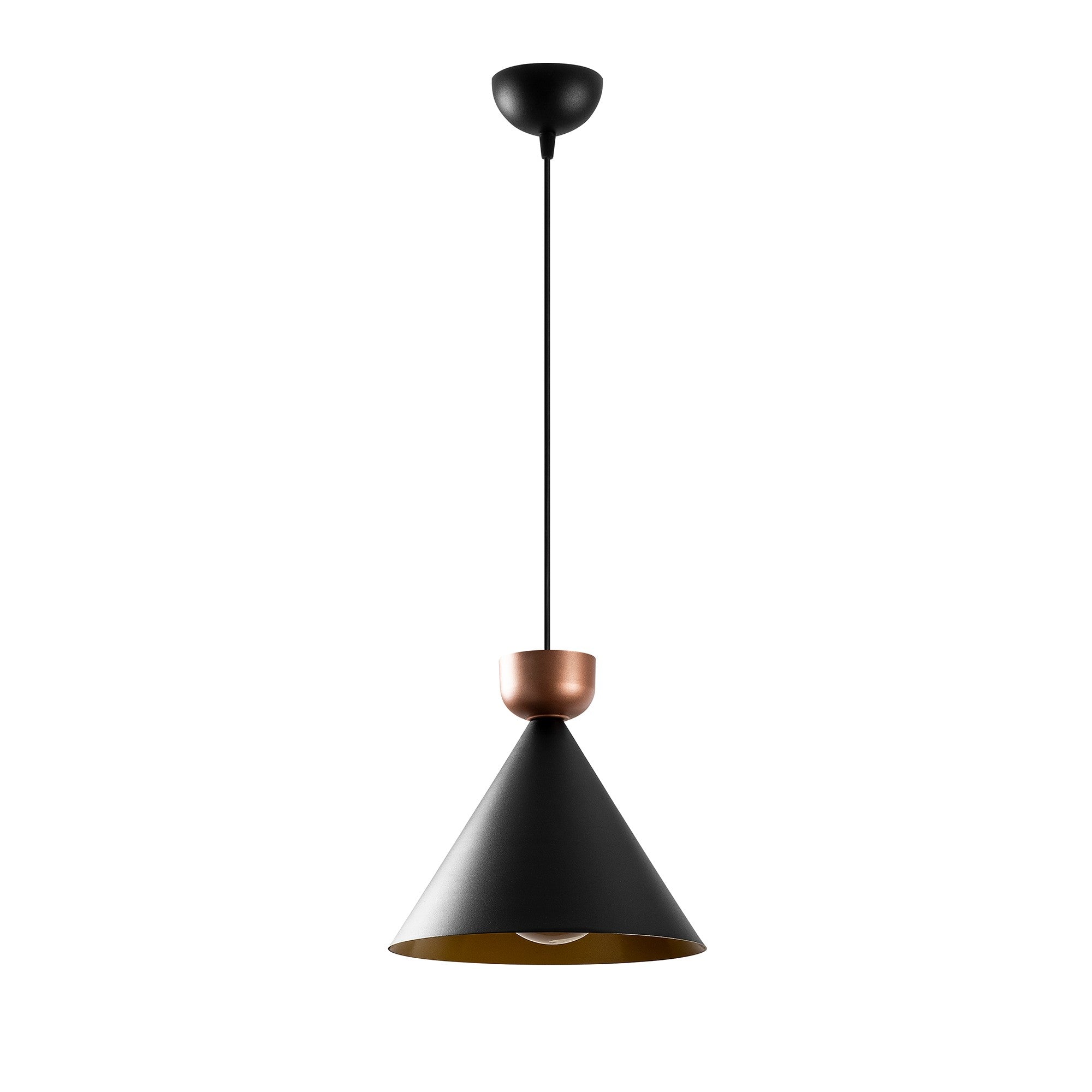 Candeeiro de Teto moderno com corpo de metal, preto e cobre, 29x29 cm, altura 124 cm, ajustável, E27 máx. 40 W | Iluminação elegante para decoração glamourosa e escandinava