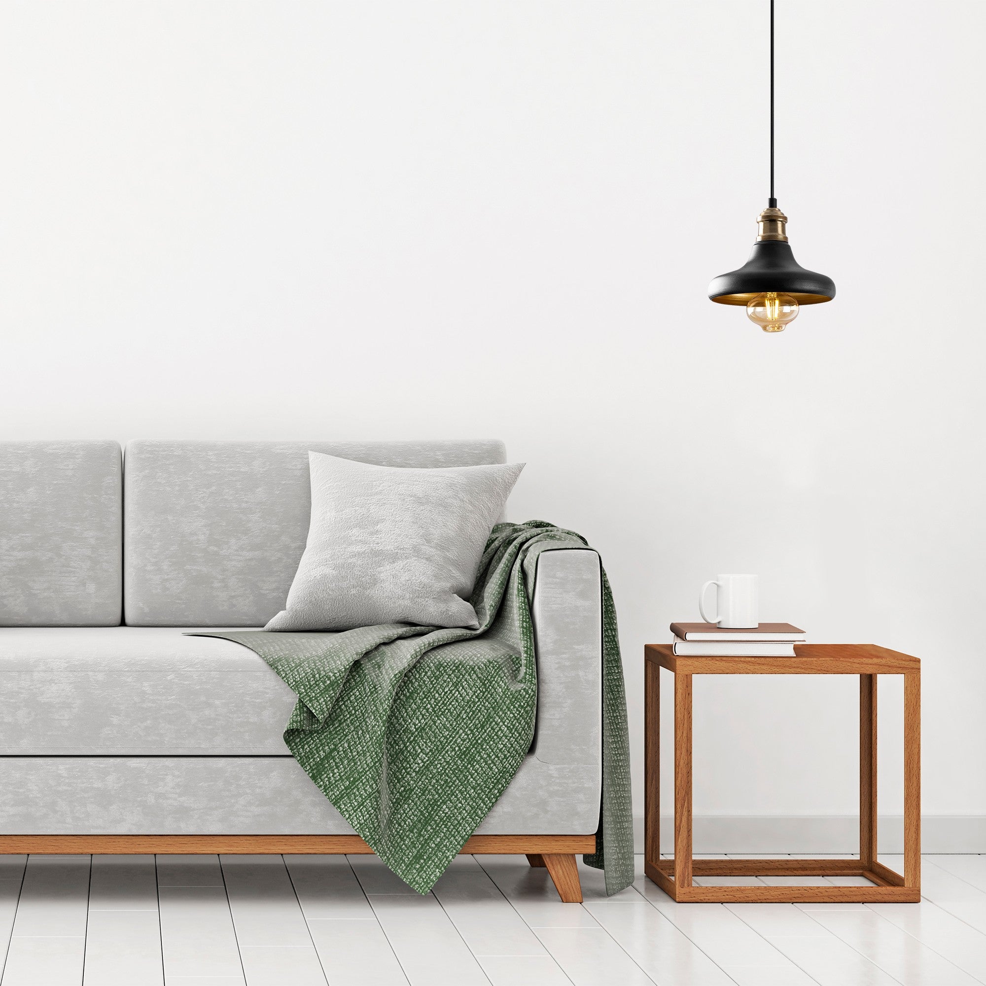 Candeeiro de Teto – Altura Ajustável 114 cm – Preto – Metal