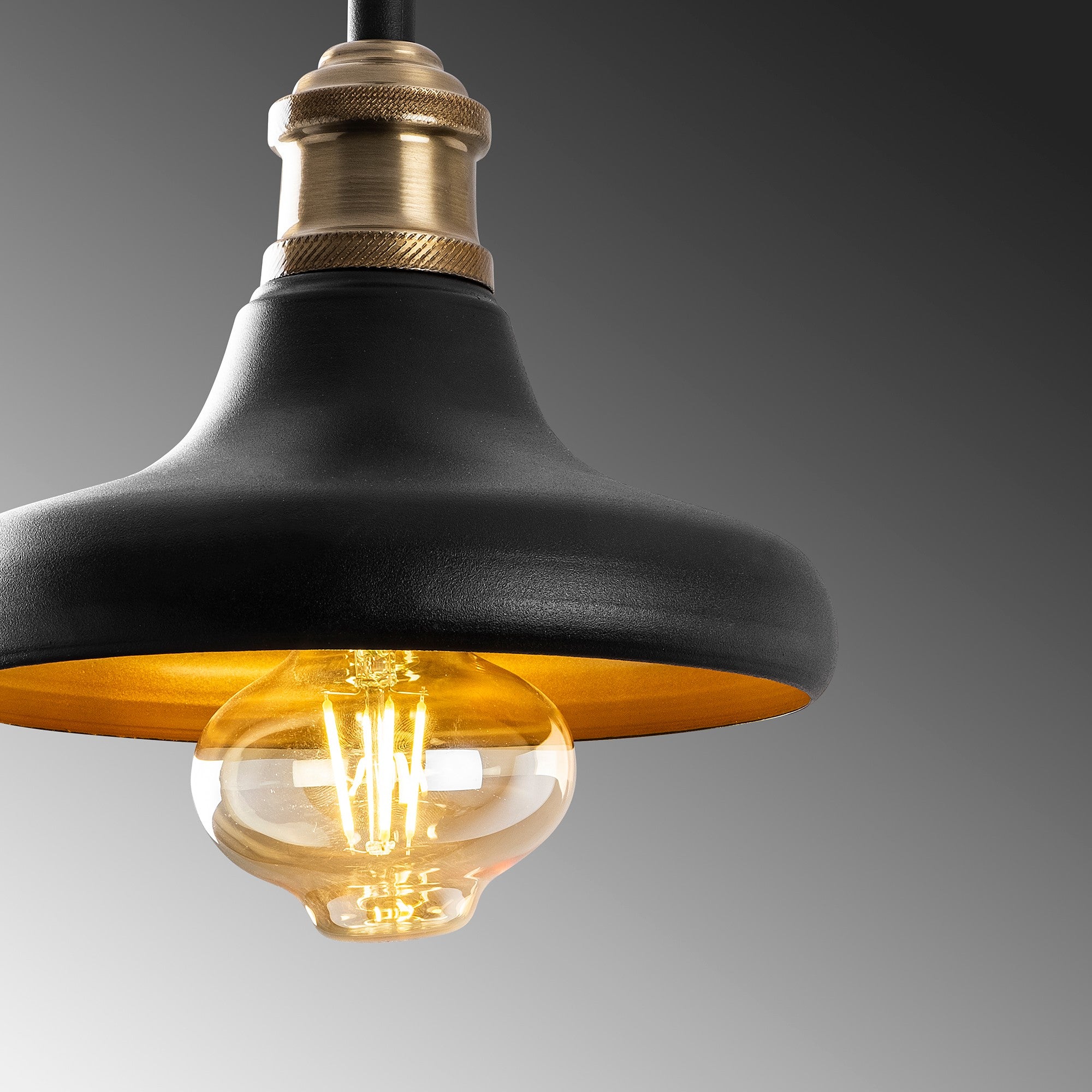 Candeeiro de Teto – Altura Ajustável 114 cm – Preto – Metal