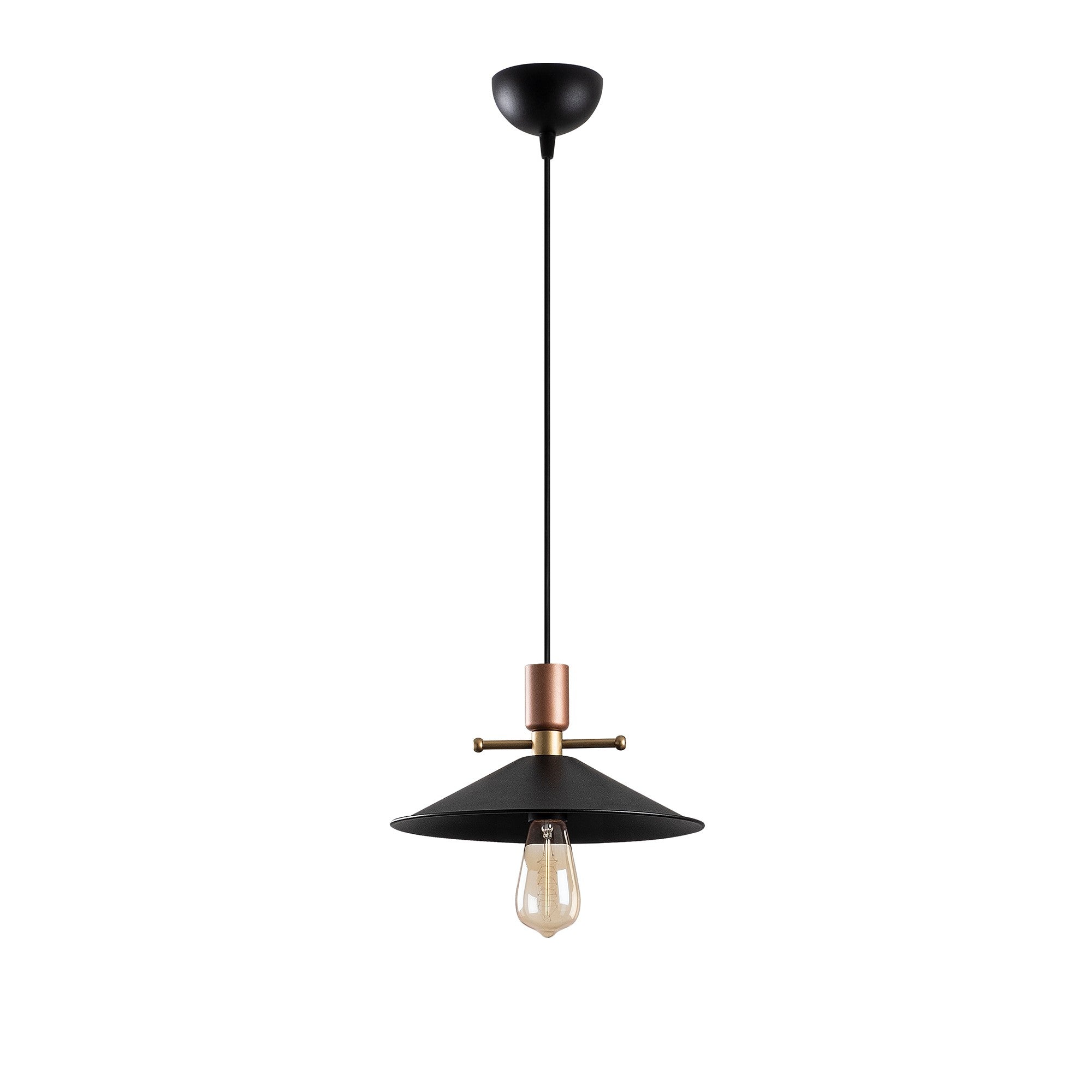 Candeeiro de Teto – 30 x 30 cm – Preto e Cobre – Metálico