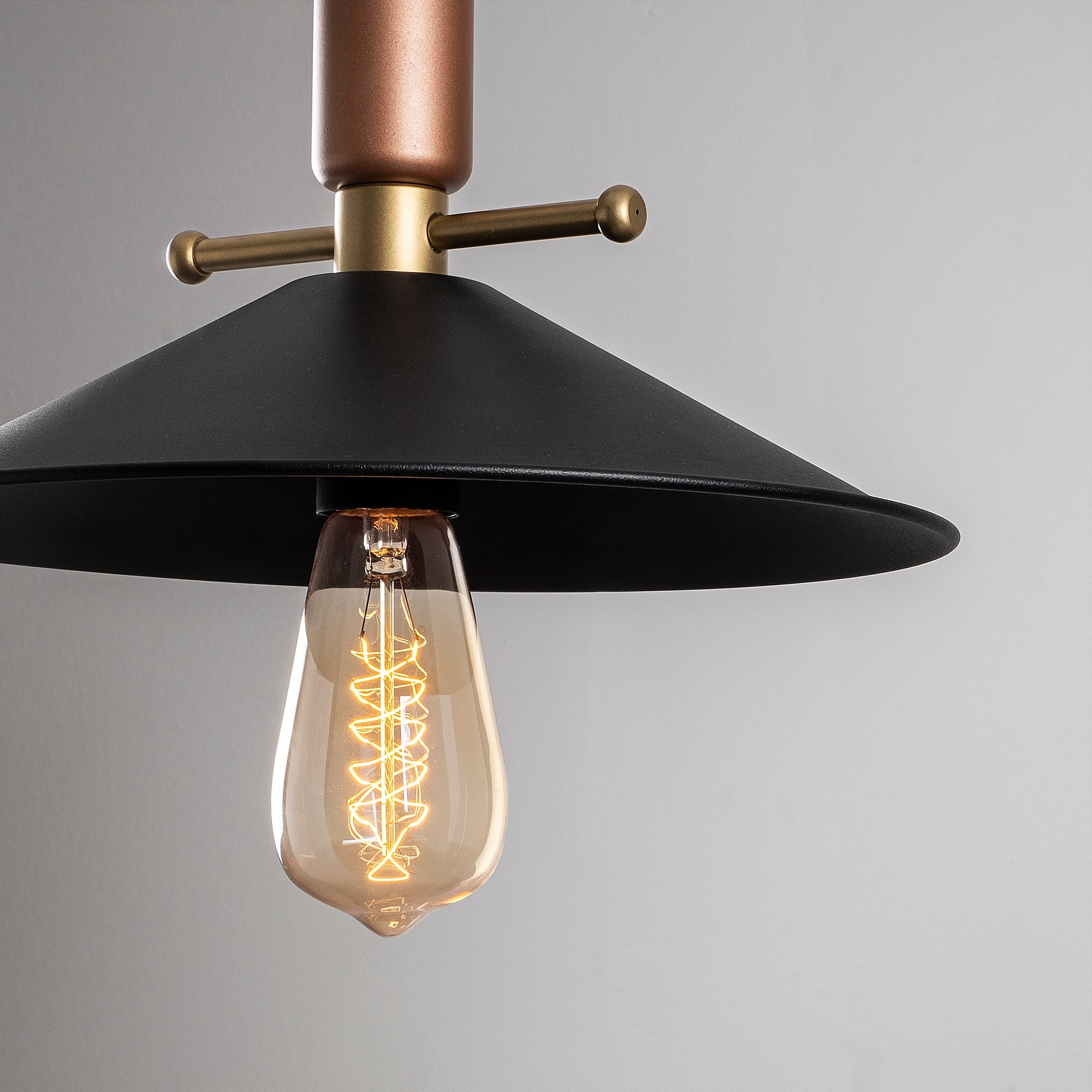 Candeeiro de Teto – 30 x 30 cm – Preto e Cobre – Metálico