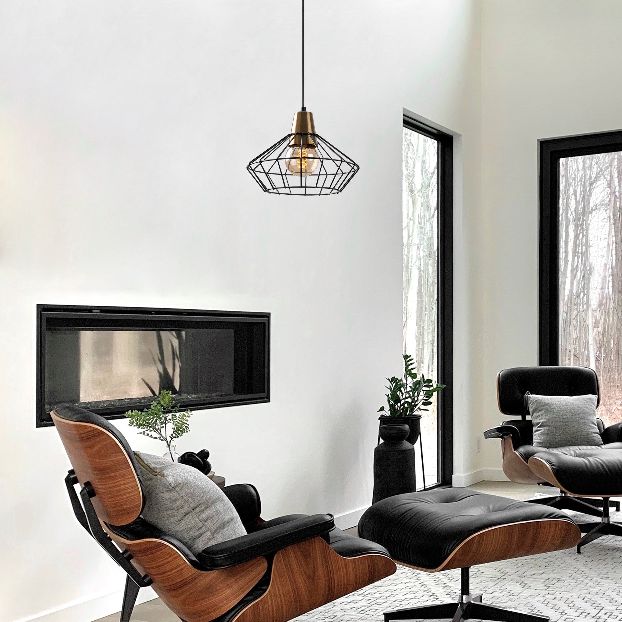 Candeeiro de Teto – 30 x 30 cm – Preto – Metal