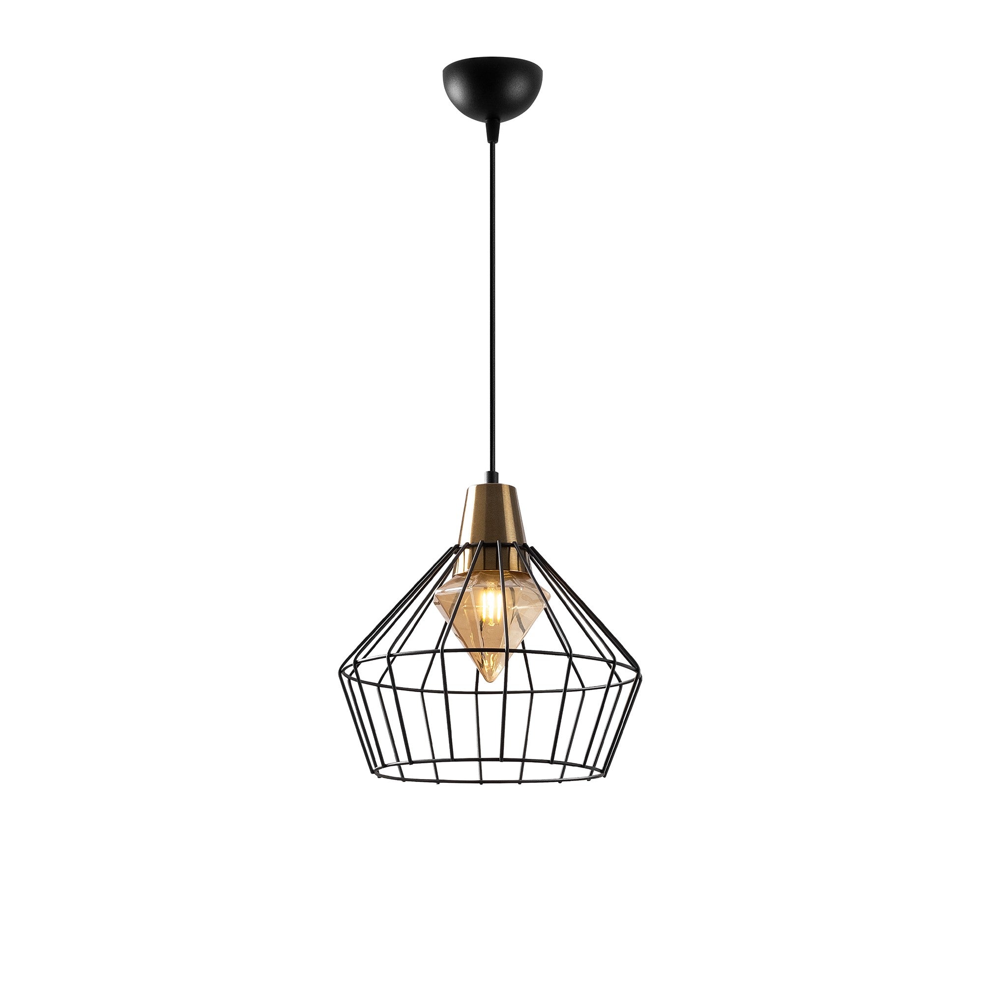 Candeeiro de Teto Preto Moderno, 30 x 30 cm, Altura 119 cm | Ajustável, Corpo em Metal, Soquete E27, IP20 | Iluminação Elegante para Casa e Escritório