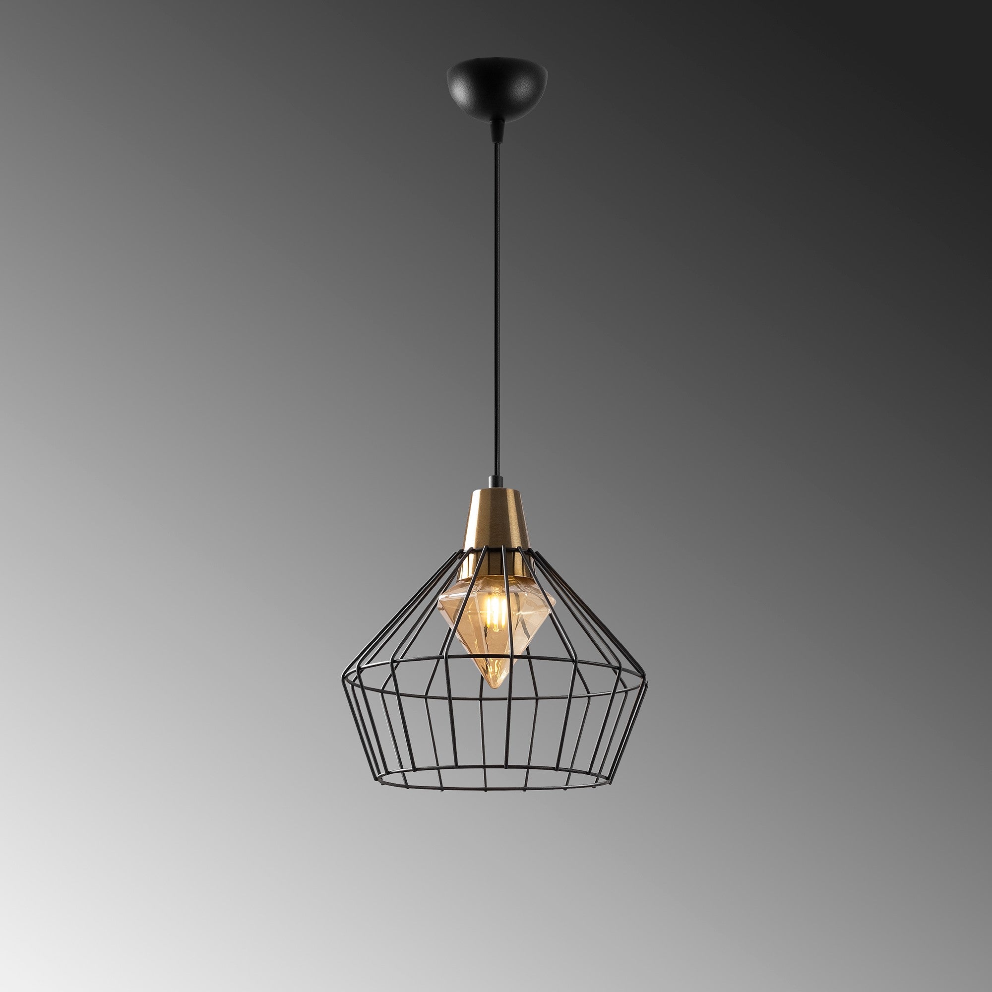 Candeeiro de Teto Preto Moderno, 30 x 30 cm, Altura 119 cm | Ajustável, Corpo em Metal, Soquete E27, IP20 | Iluminação Elegante para Casa e Escritório