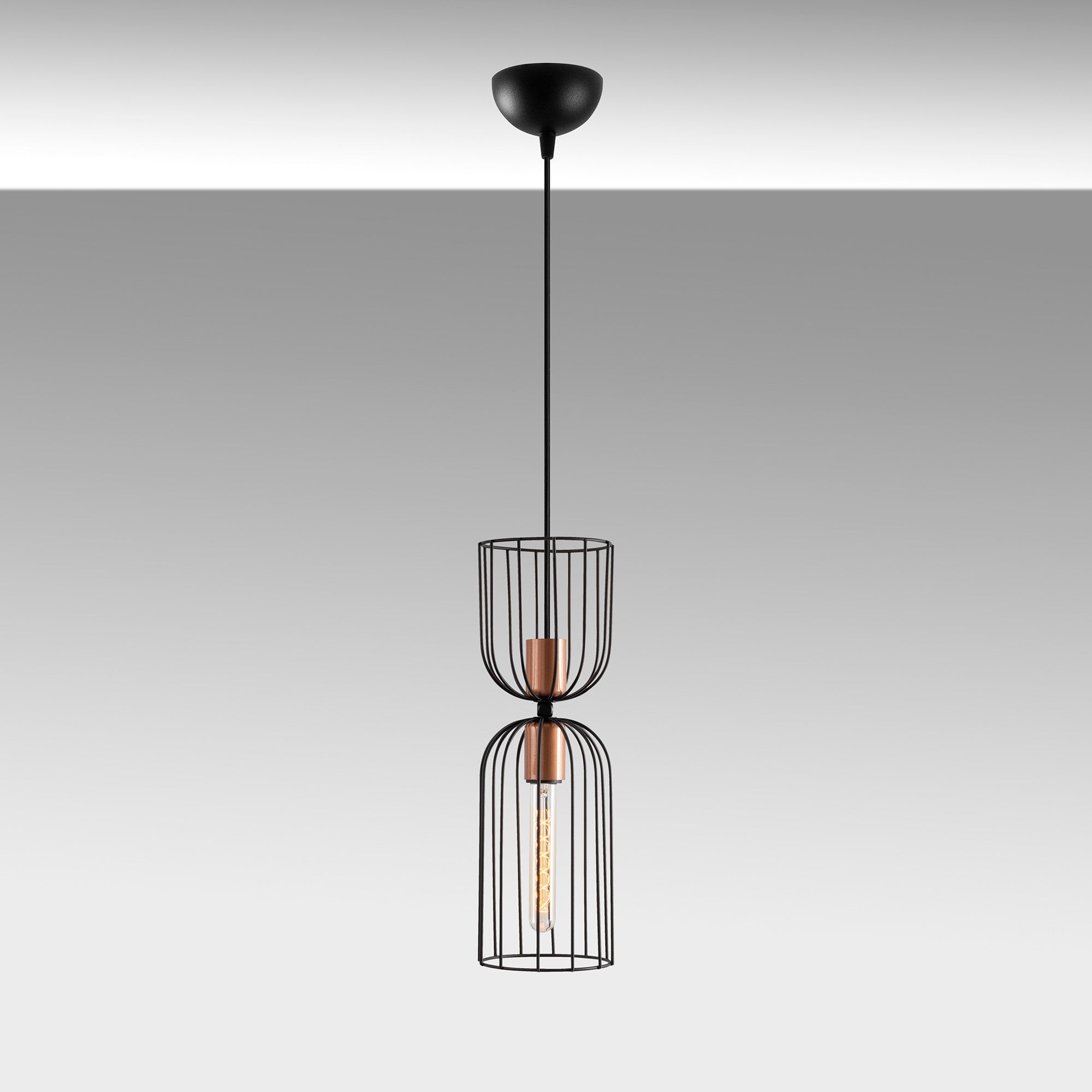 Candeeiro de Teto –  altura ajustável de 140 cm – preto – metal