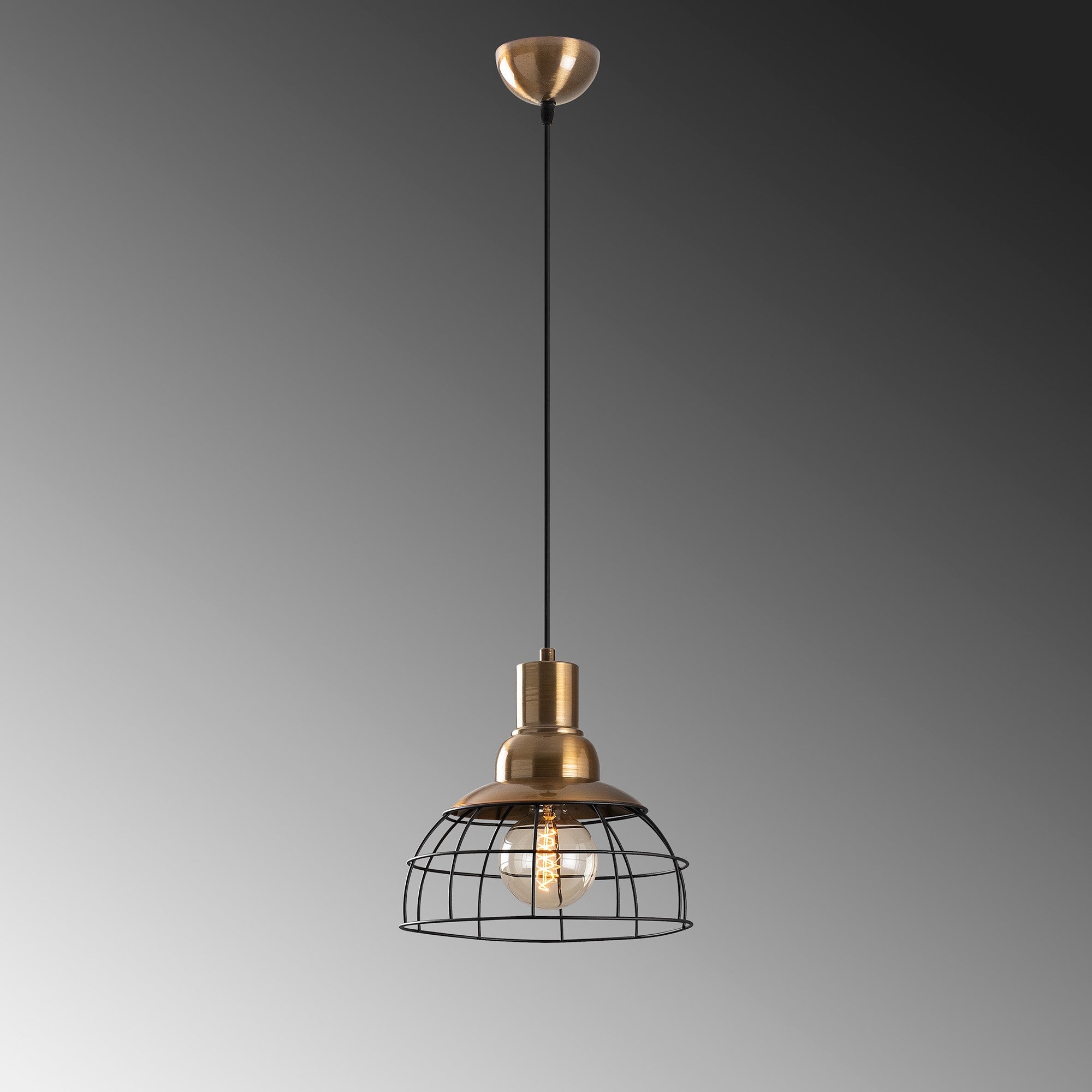 Candeeiro de Teto – 28 x 28 cm – Preto – Ferro