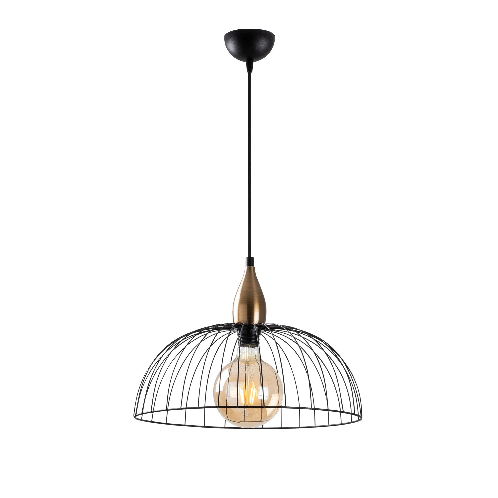 Candeeiro de Teto preto moderno, corpo de metal, 40 x 40 cm, altura 126 cm, ajustável, soquete E27, design elegante para casa e escritório | Classificação IP20