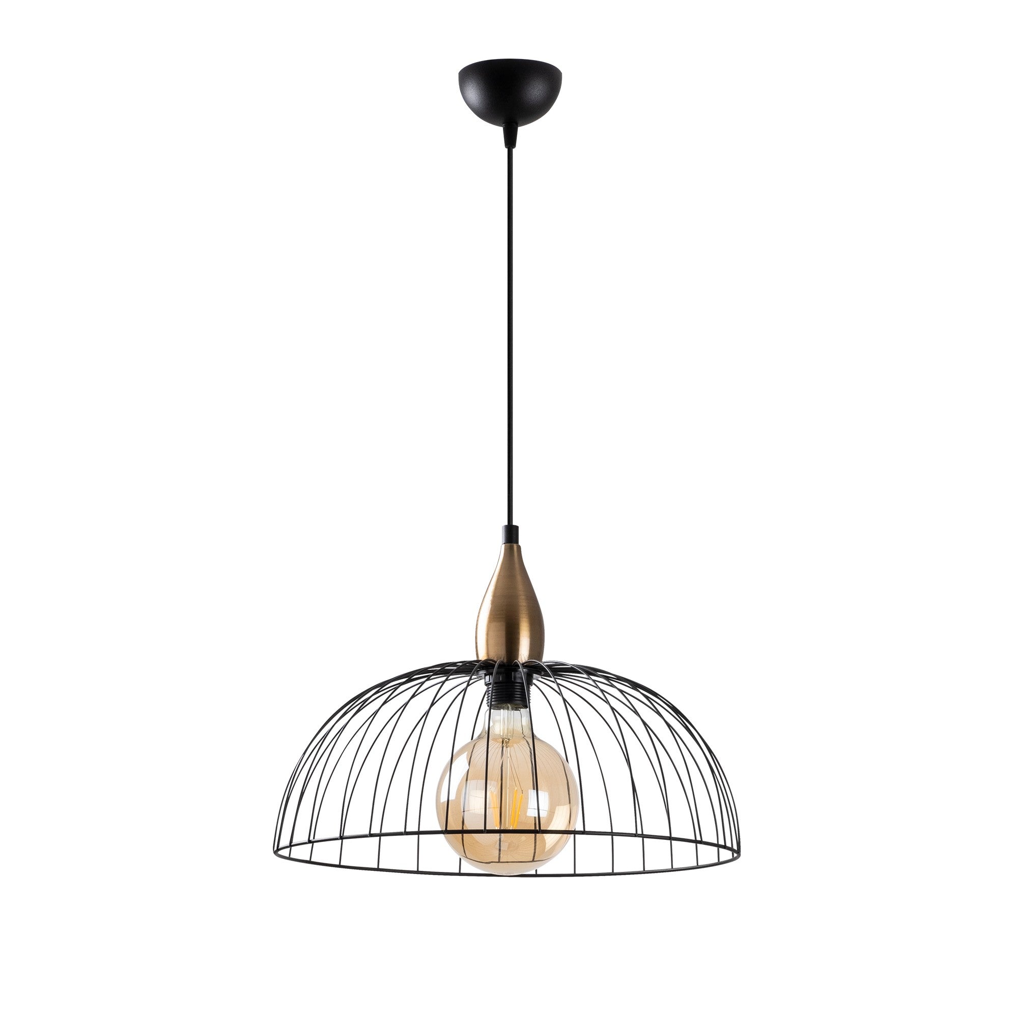 Candeeiro de Teto preto moderno, corpo de metal, 40 x 40 cm, altura 126 cm, ajustável, soquete E27, design elegante para casa e escritório | Classificação IP20