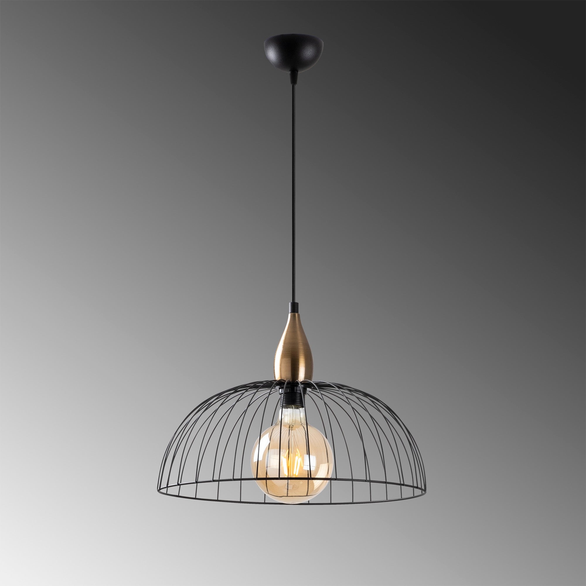 Candeeiro de Teto preto moderno, corpo de metal, 40 x 40 cm, altura 126 cm, ajustável, soquete E27, design elegante para casa e escritório | Classificação IP20