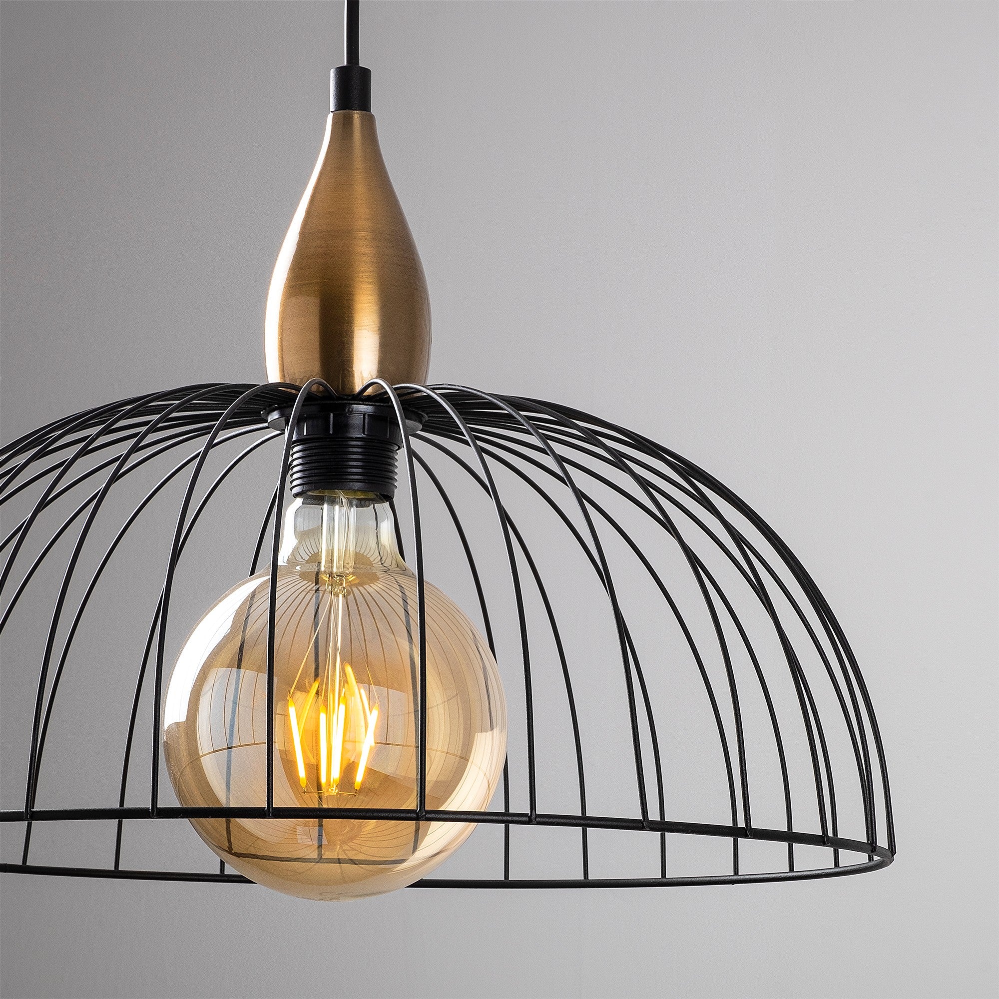 Candeeiro de Teto preto moderno, corpo de metal, 40 x 40 cm, altura 126 cm, ajustável, soquete E27, design elegante para casa e escritório | Classificação IP20