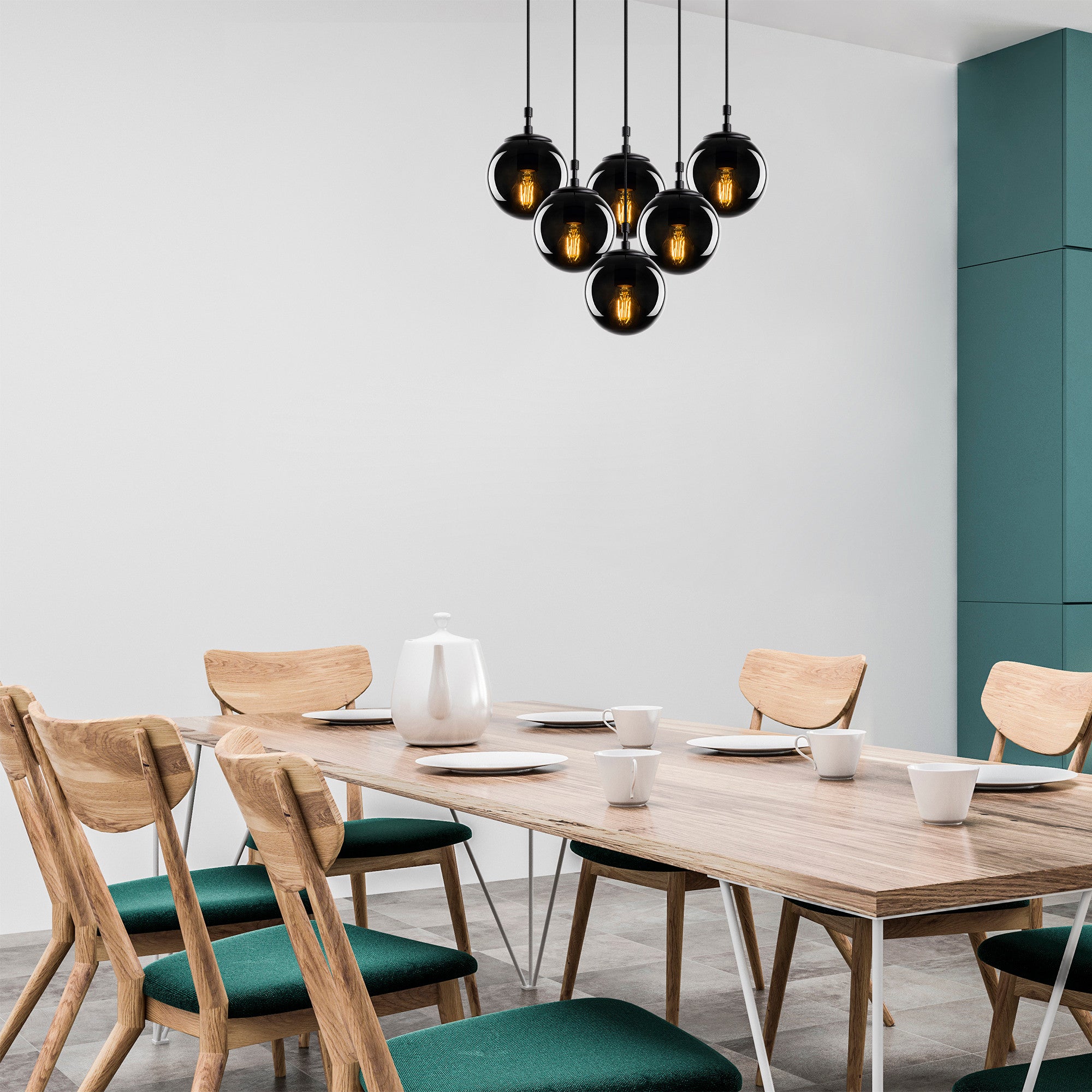 Candeeiro de Teto Industrial Moderno – 55 x 50 cm – Preto e Fumê – Metal