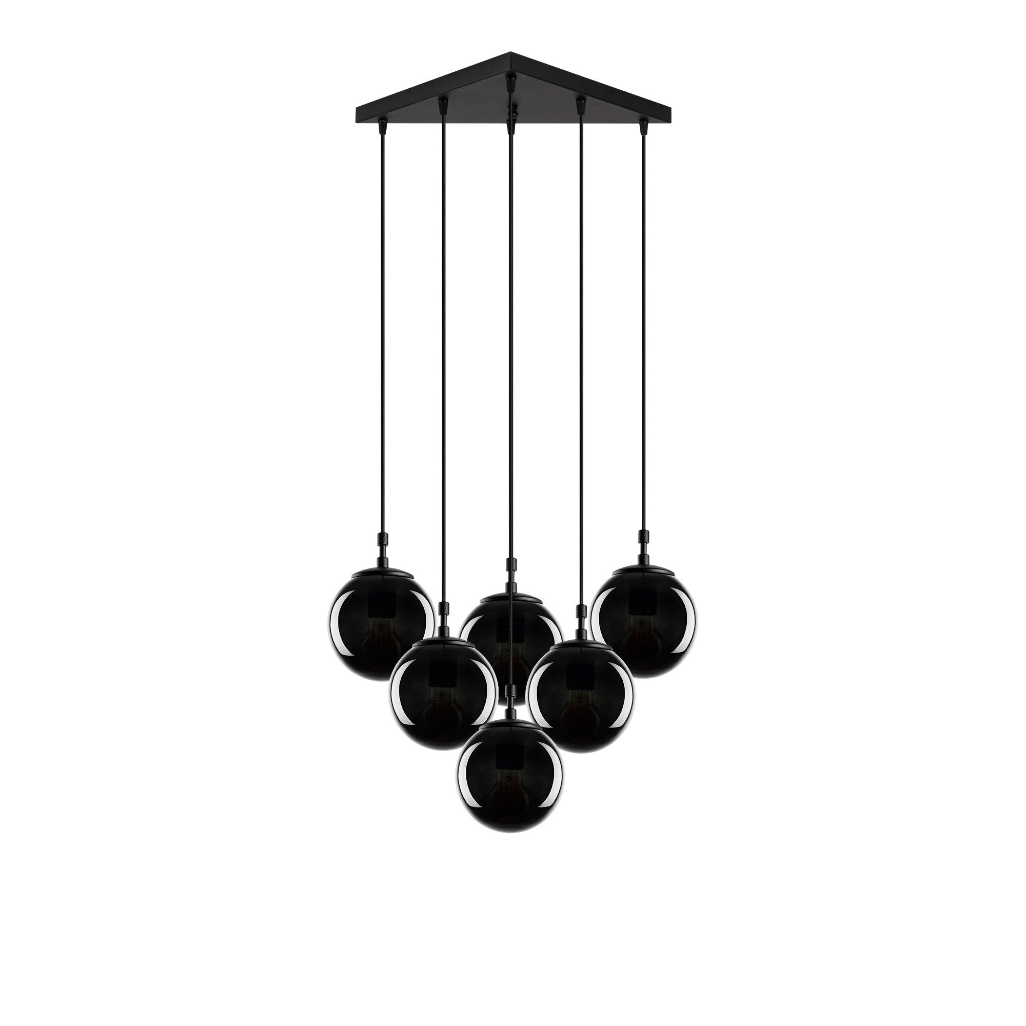 Candeeiro de Teto Industrial Moderno – 55 x 50 cm – Preto e Fumê – Metal