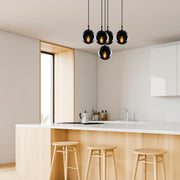 Candeeiro de Teto Industrial Moderno – 65 x 65 cm – Preto e Fumê – Metal