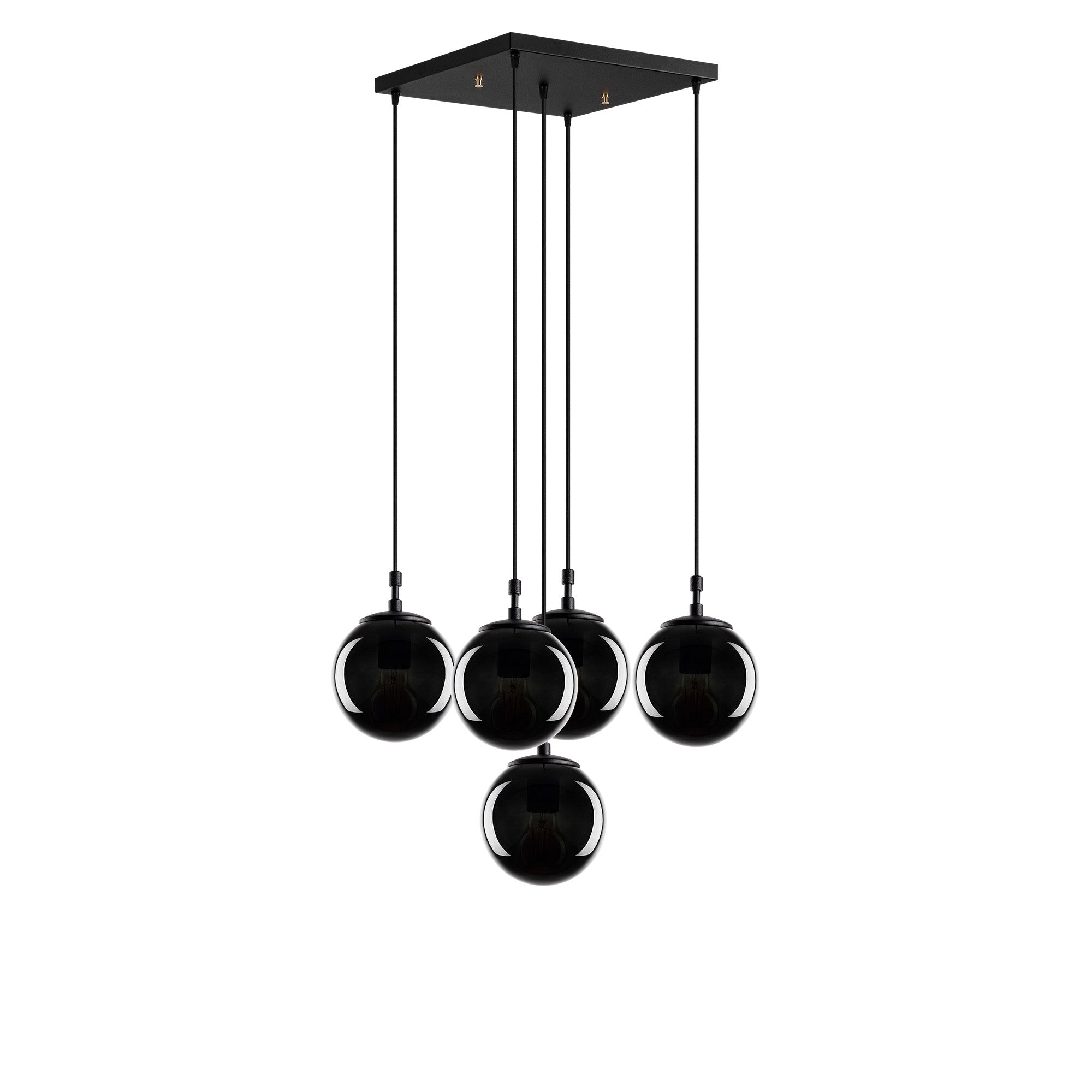 Candeeiro de Teto Industrial Moderno – 65 x 65 cm – Preto e Fumê – Metal