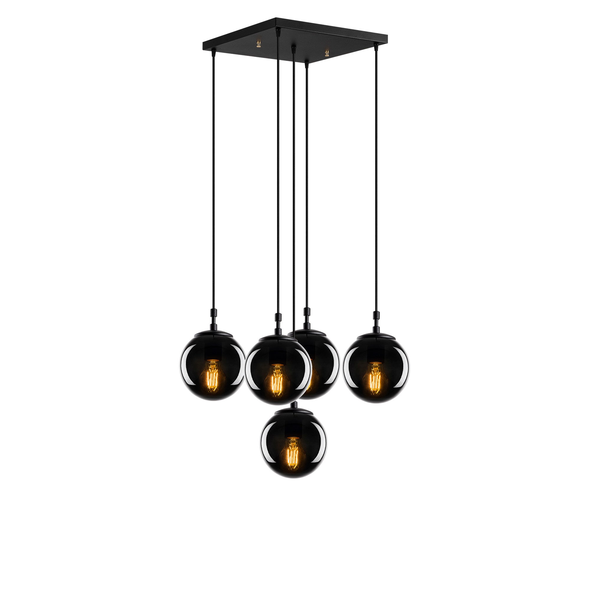 Candeeiro de Teto Industrial Moderno – 65 x 65 cm – Preto e Fumê – Metal