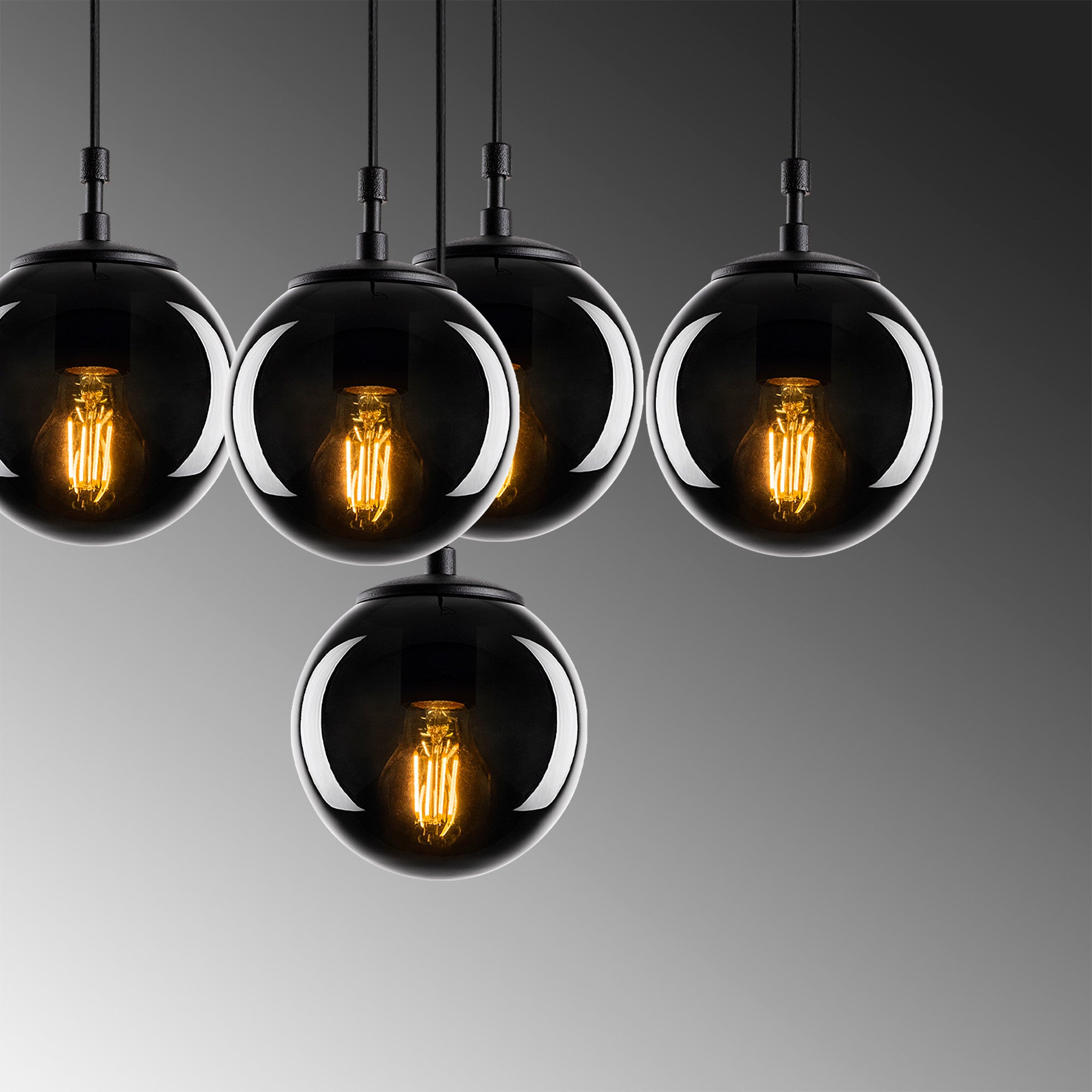 Candeeiro de Teto Industrial Moderno – 65 x 65 cm – Preto e Fumê – Metal