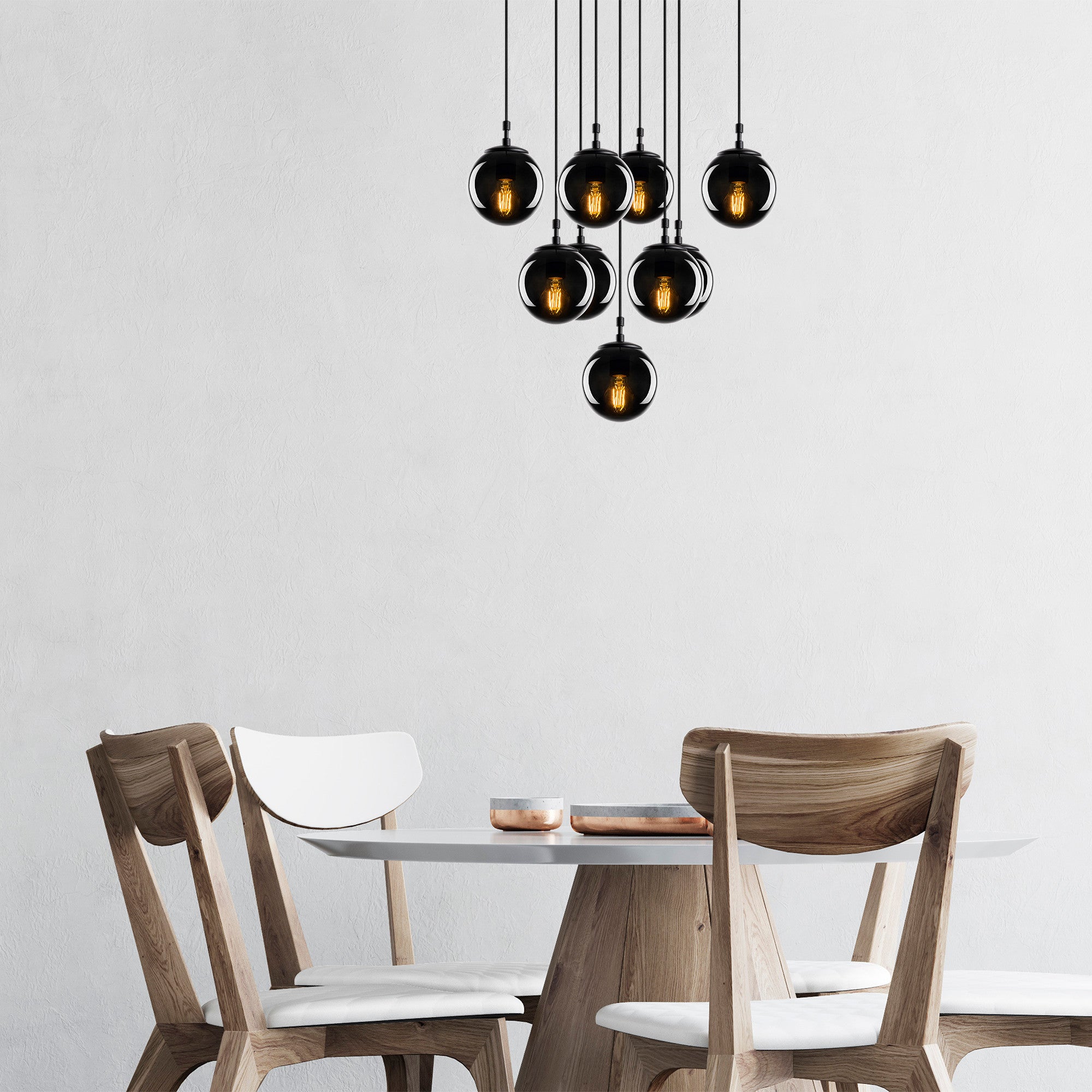 Candeeiro de Teto – 78 x 78 cm – Preto e Fumado – Ferro