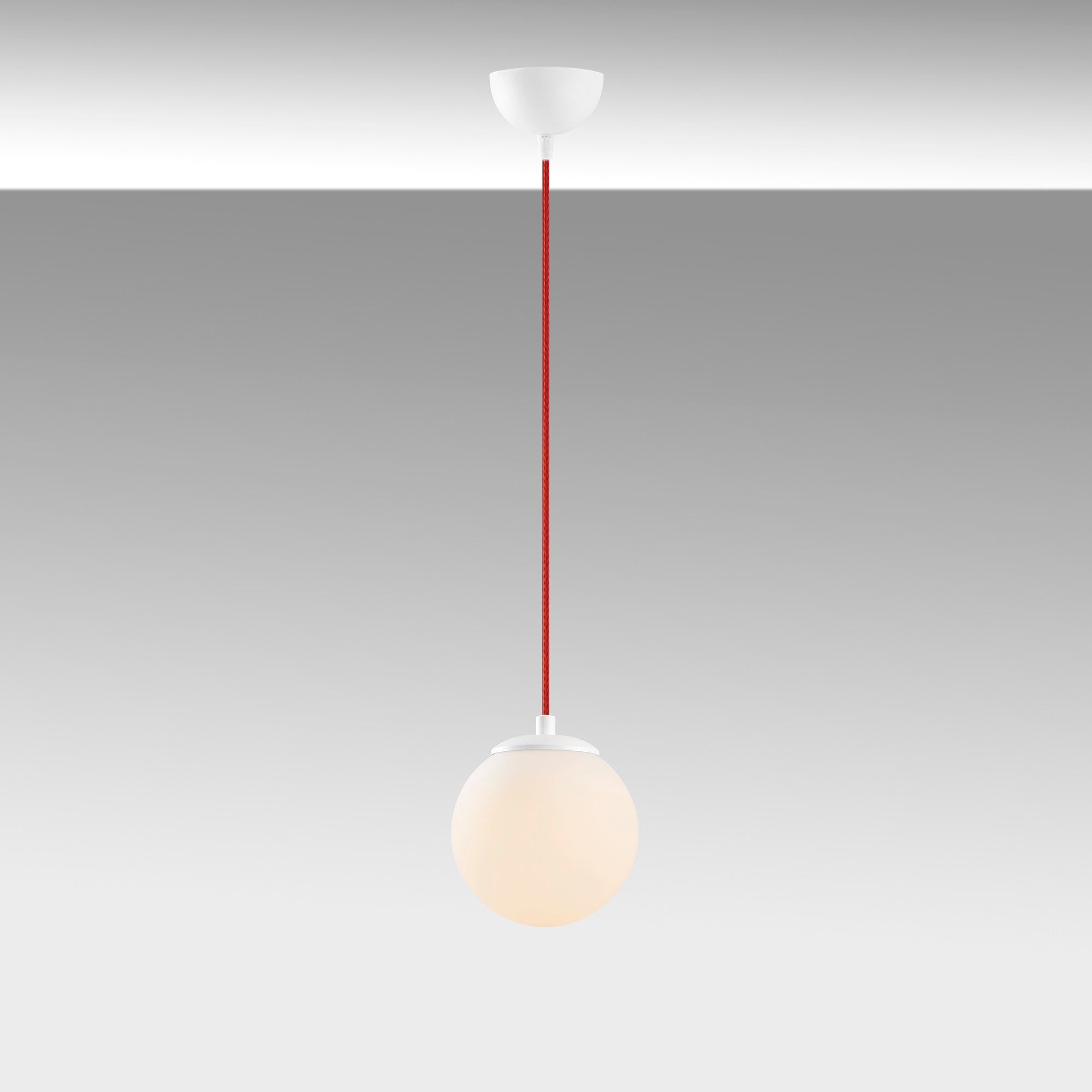 Candeeiro de Teto – 15x15 cm – Branco e Vermelho – Metal