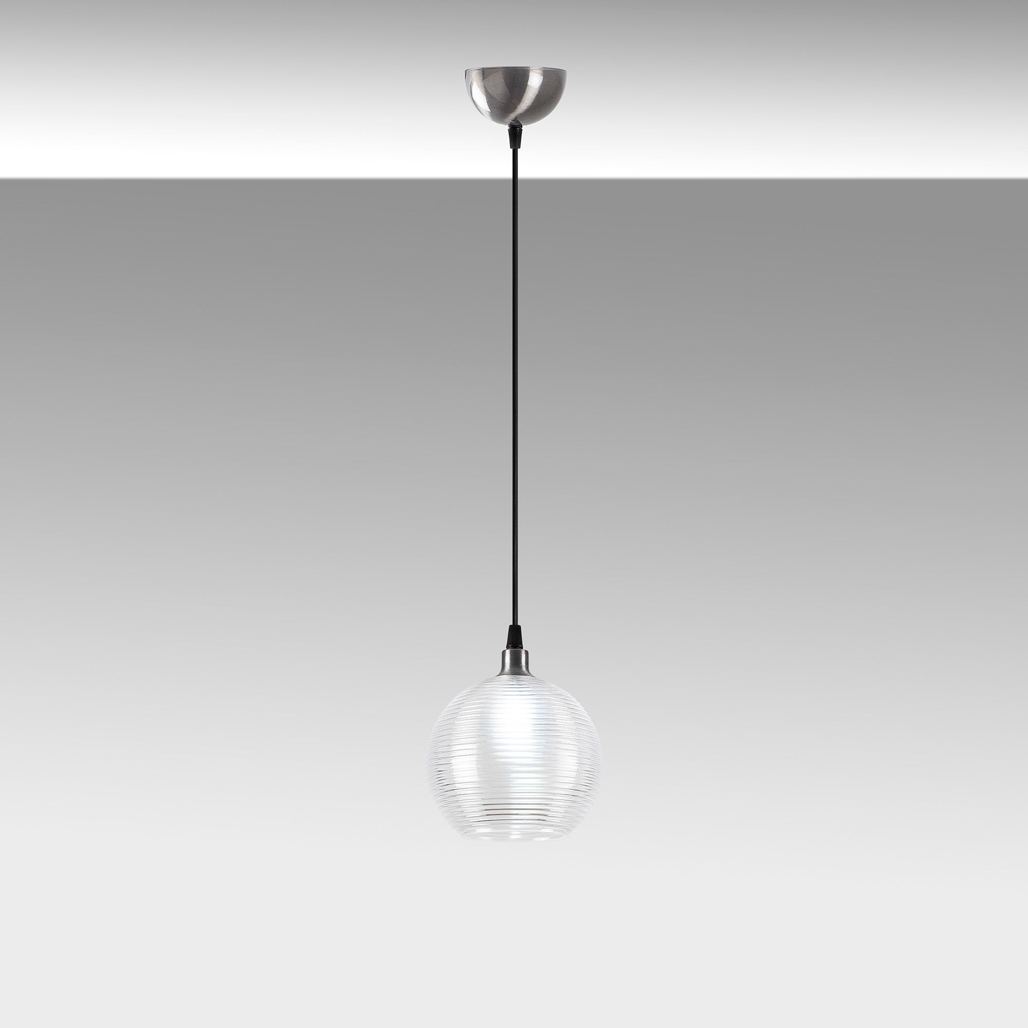 Candeeiro de Teto Industrial Moderno – altura ajustável 110 cm – cor prateada – corpo em metal