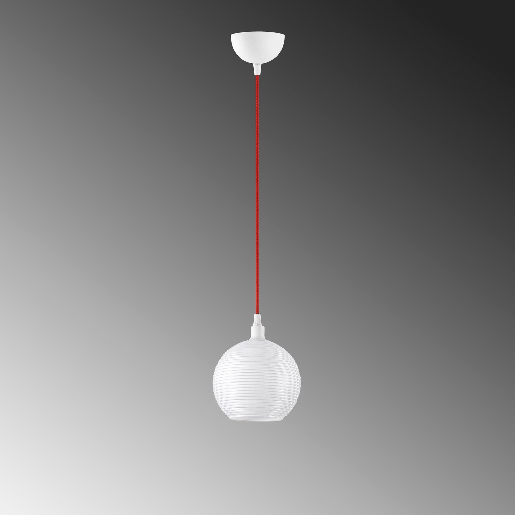 Candeeiro de Teto Escandinavo, Corpo de Metal com Tampa de Vidro, 15x15 cm, Altura 110 cm, Ajustável, E27 Máx. 40 W, Branco e Vermelho | Iluminação Elegante para Espaços Modernos