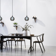 Candeeiro de Teto Industrial, Preto e Fumê, 15 x 15 cm | Altura Ajustável 110 cm | Corpo em Metal, Tampa de Vidro, Soquete E27, IP20 | Perfeito para Espaços Modernos