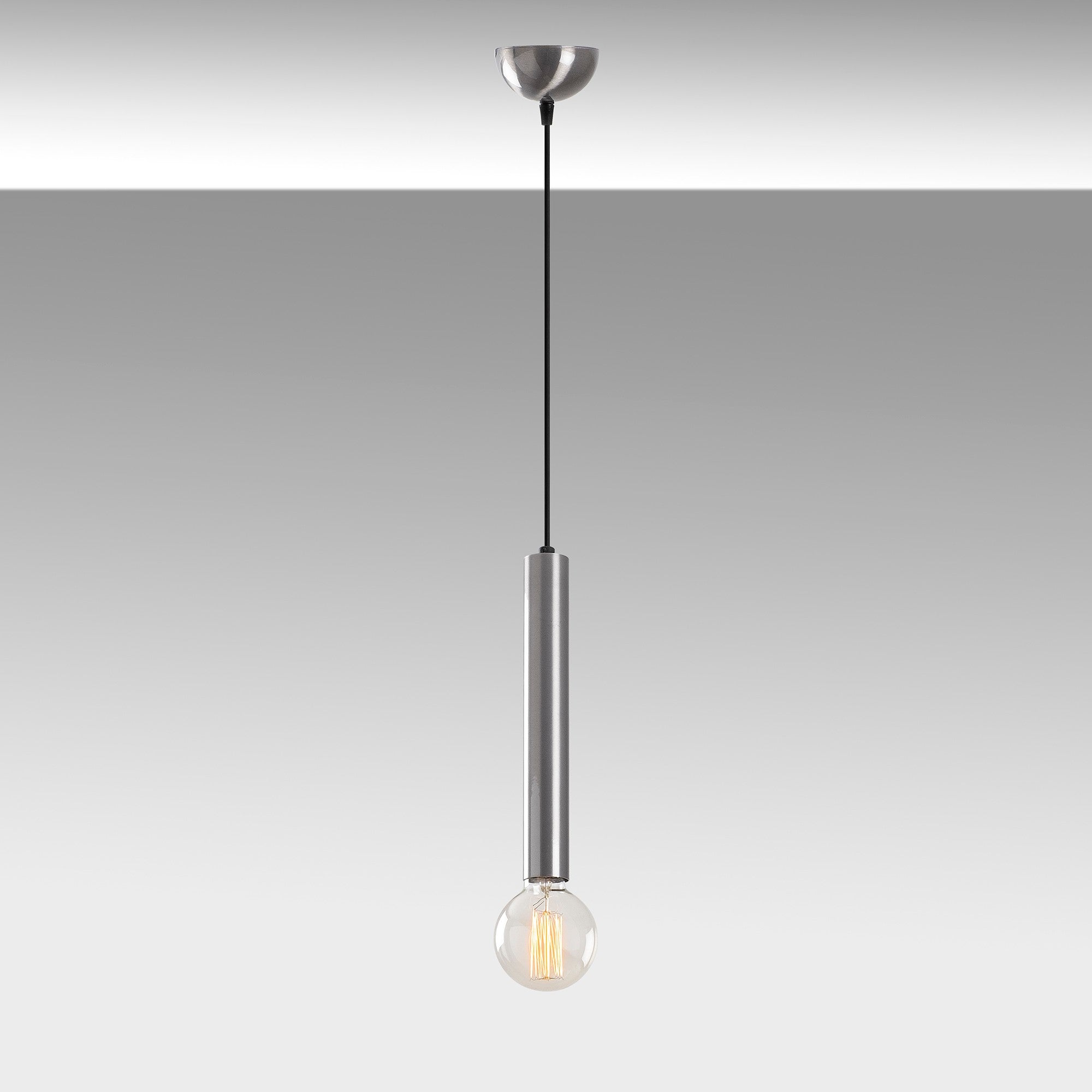 Candeeiro de Teto – 126 cm de Altura – Prateado – Metal