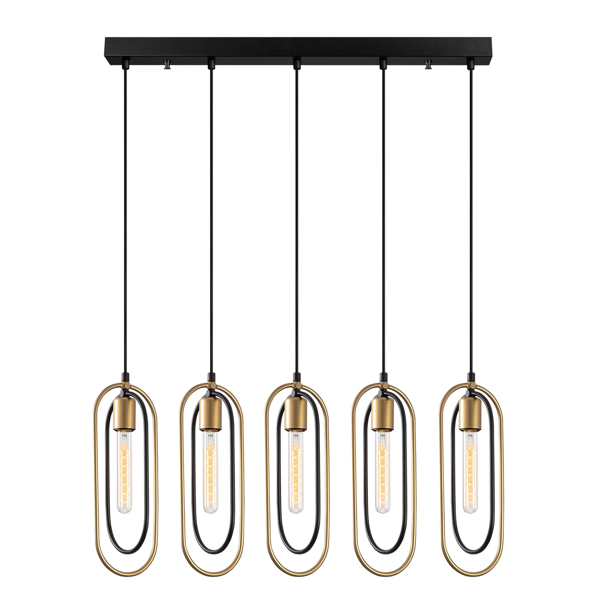 Candeeiro de Teto moderno – 132 cm de altura – preto e dourado – metal